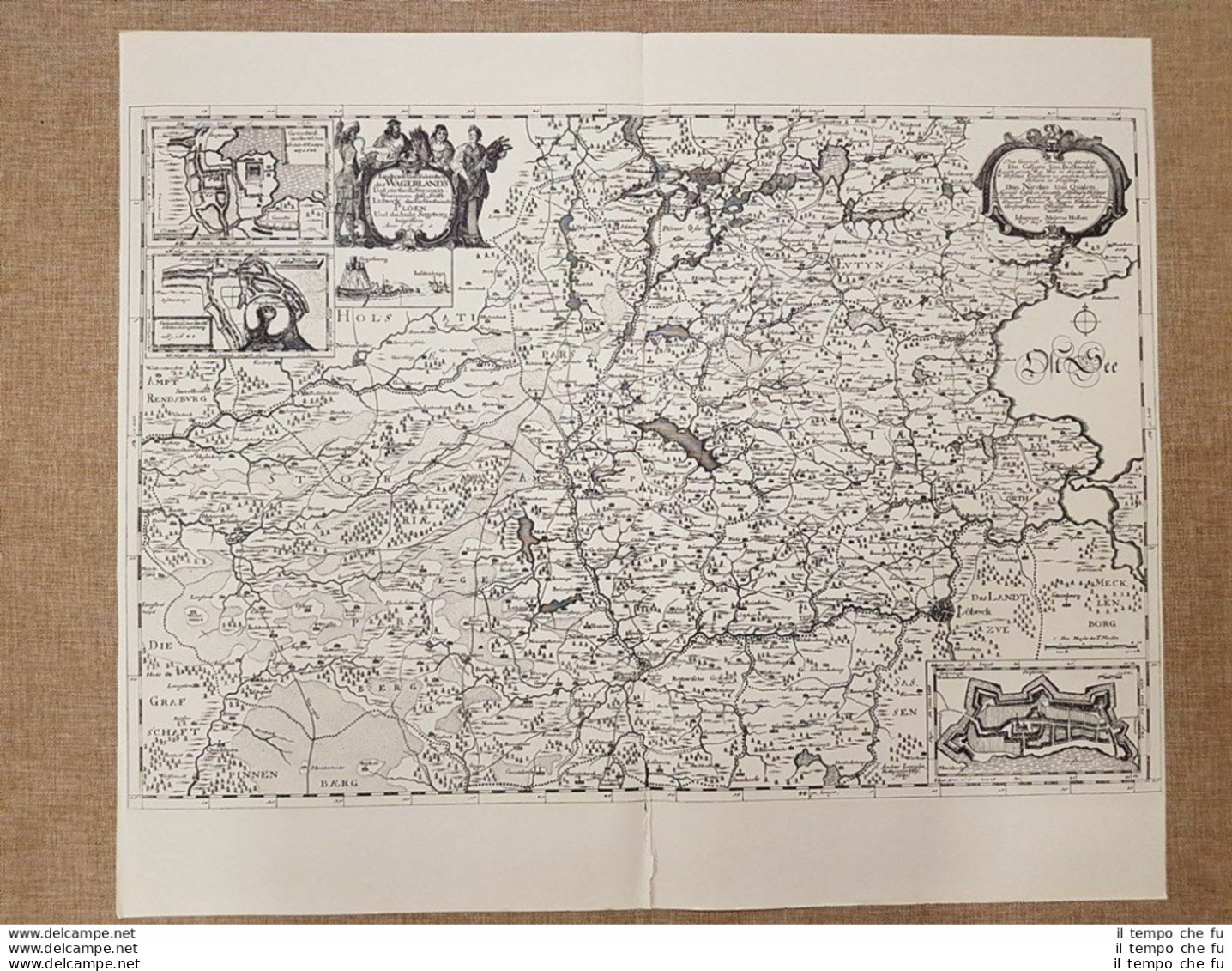 Carta Geografica O Mappa Wagria Meridionale Germania Anno 1635 Di Blaeu Ristampa - Geographische Kaarten