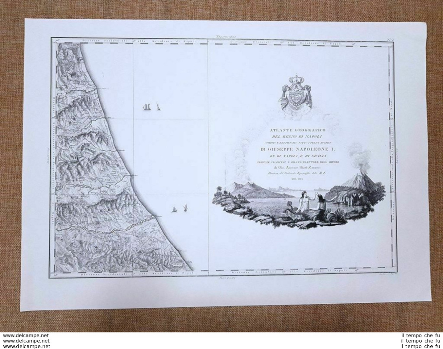 Carta Geografica Abruzzo Adriatico 1808 Regno Napoli Rizzi Zannoni Ristampa - Cartes Géographiques