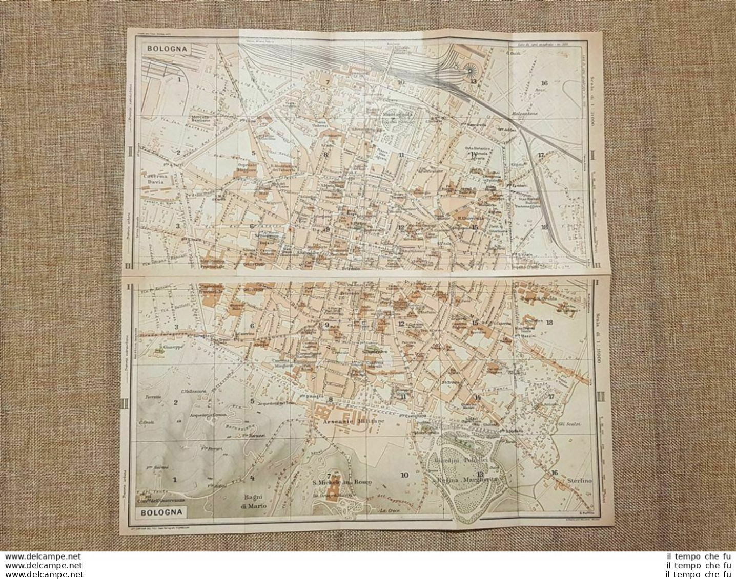 Pianta O Piantina Del 1939 La Città Di Bologna Emilia Romagna T.C.I. - Geographische Kaarten