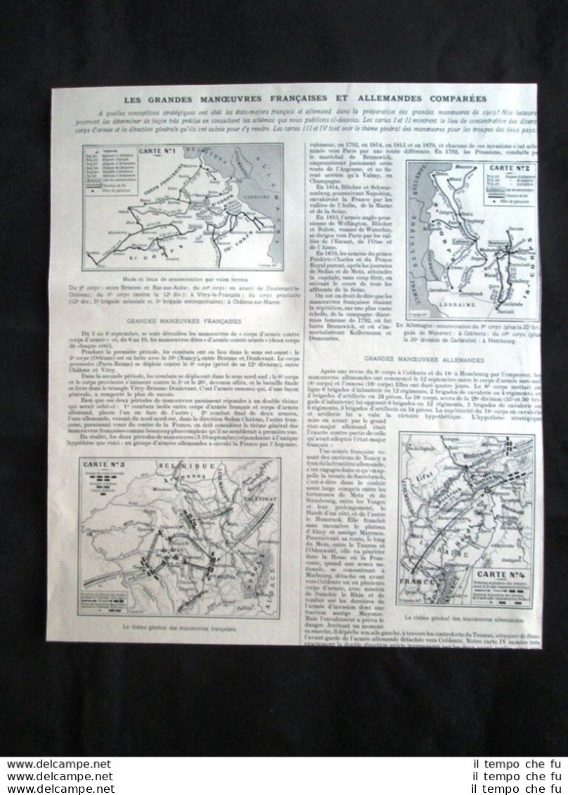 Le Grandi Manovre Di Francia E Germania A Confronto Stampa Del 1905 - Other & Unclassified