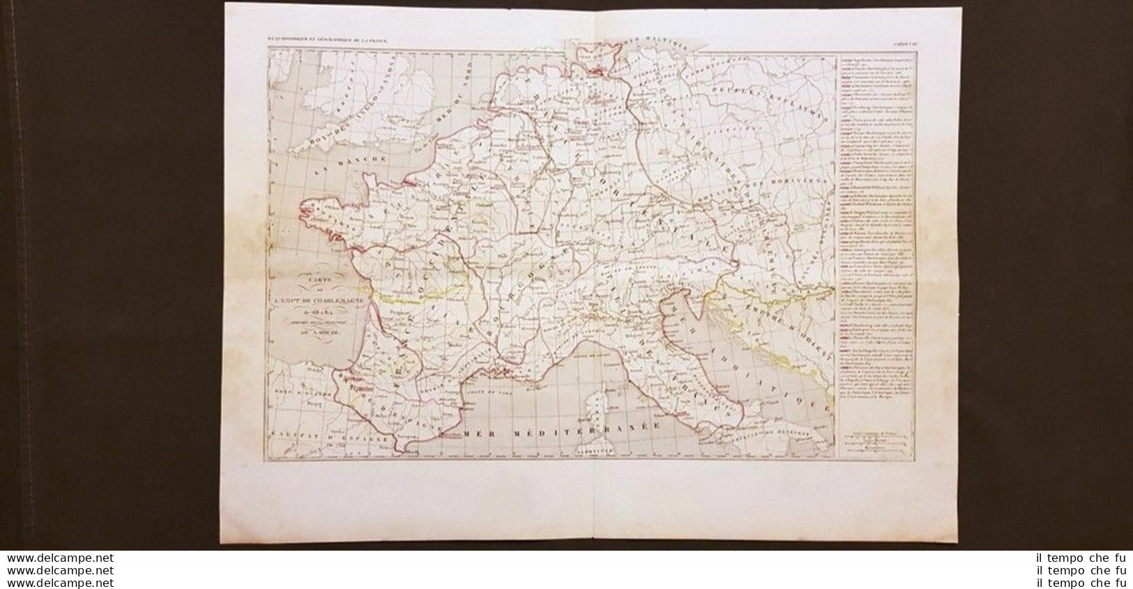 L'Impero Di Carlo Magno Dall'anno 768 All'814 Carta Geografica 1859 - Geographical Maps