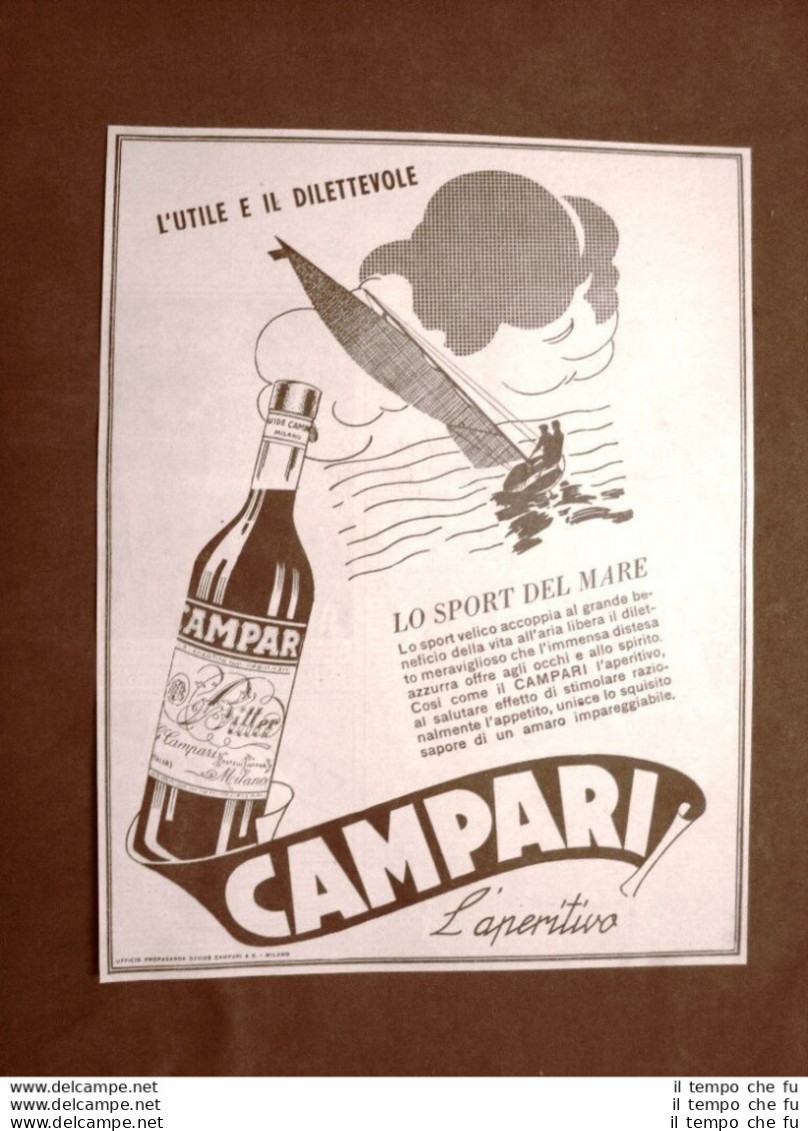 Pubblicità D'epoca Del 1940 Aperitivo Campari Lo Sport Del Mare - Sonstige & Ohne Zuordnung