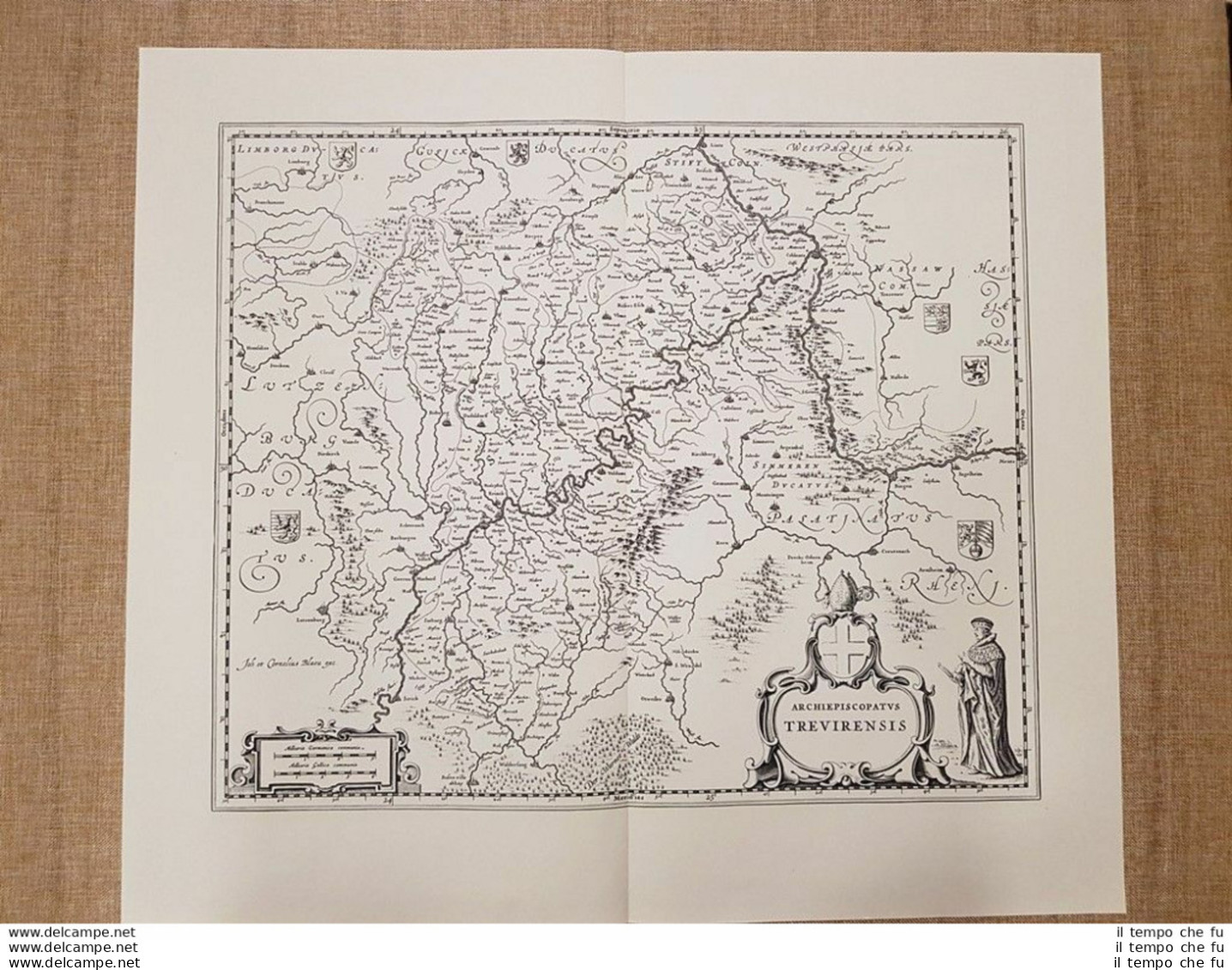 Carta Geografica O Mappa Archiepiscopatus Trevirensis Anno 1645 Blaeu Ristampa - Geographische Kaarten