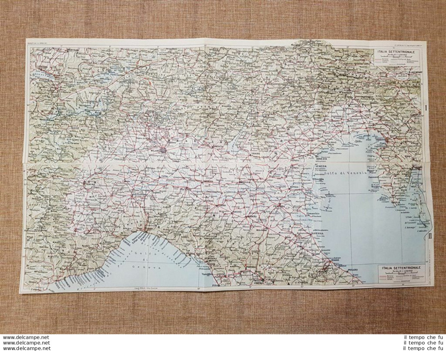 Carta O Cartina Del 1937 L'Italia Settentrionale Touring Club Italiano - Geographische Kaarten