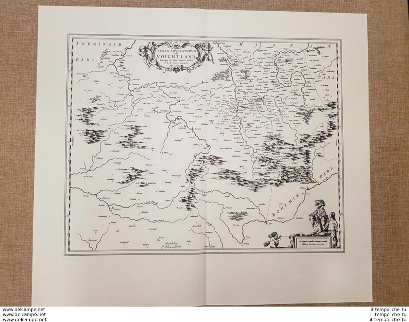 Carta Geografica O Mappa Terra Advocatorum Vulgo Voightland 1662 Blaeu Ristampa - Landkarten