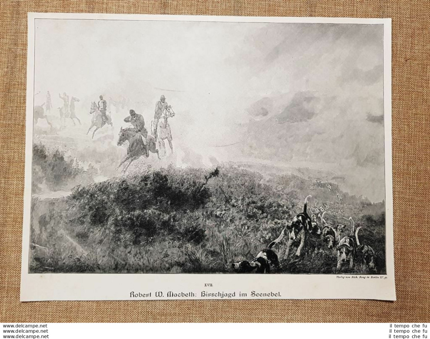 La Caccia Al Cervo Nella Nebbia Marina Robert W.Macbeth Stampa Del 1880 - Antes 1900