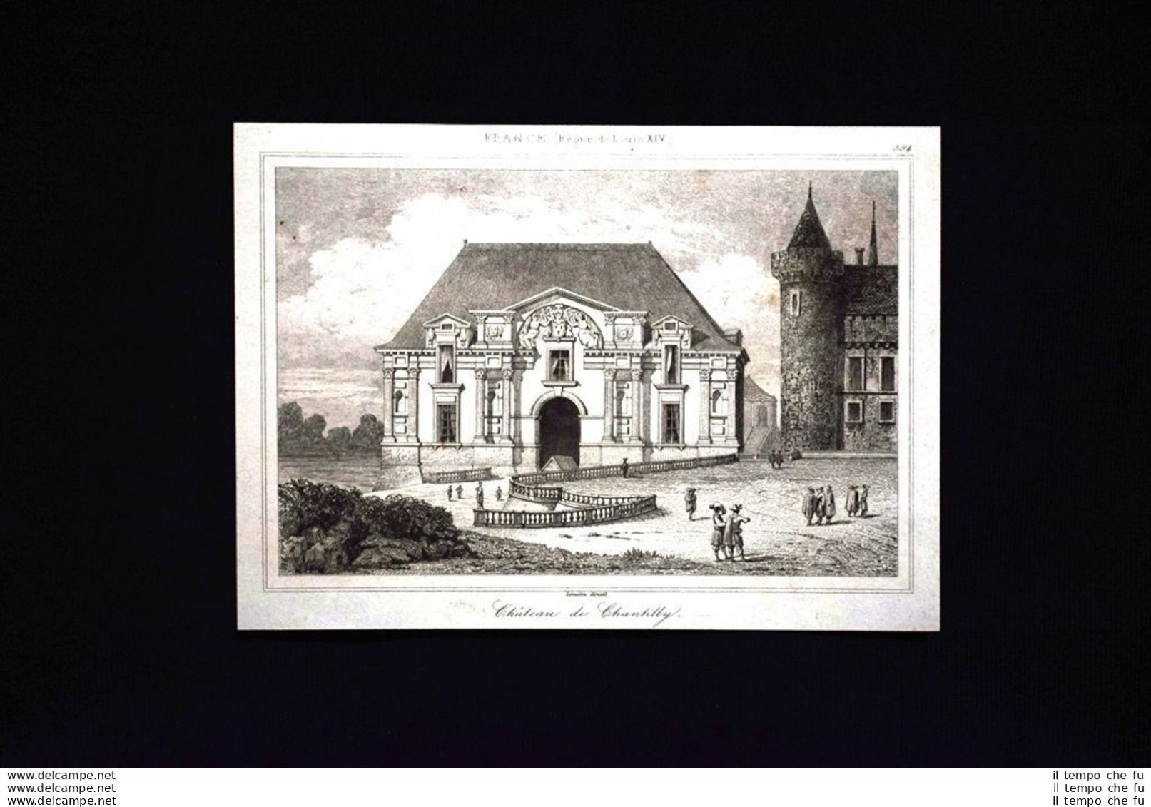 Chateau De Chantilly, France Incisione Del 1850 L'Univers Pittoresque - Antes 1900