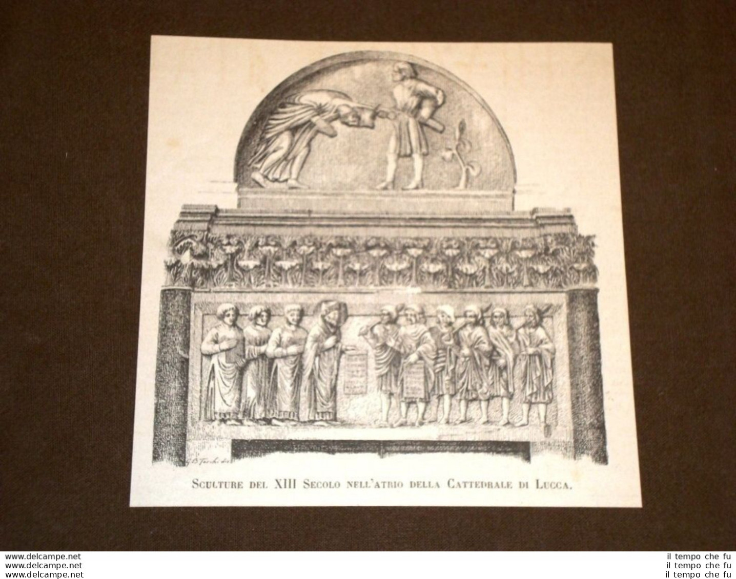 Nell'Atrio Della Cattedrale Di Lucca Nel 1884 Sculture Del XIII° Secolo - Ante 1900