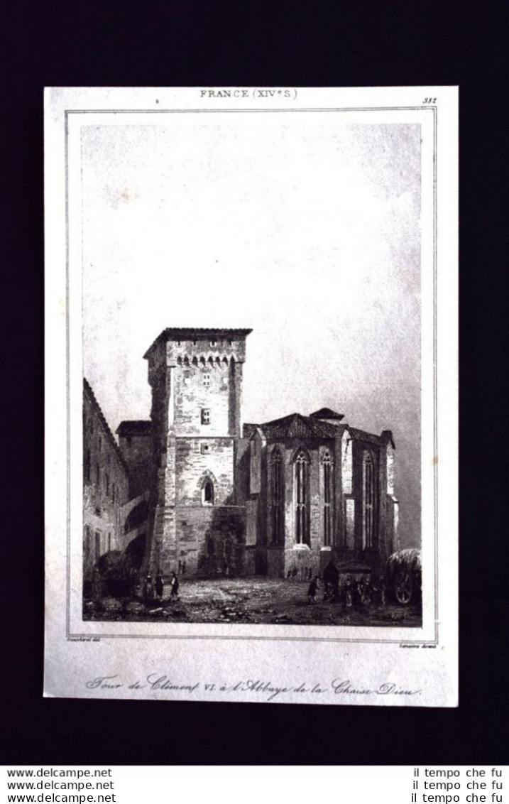 Tour De Clement VI, France Incisione Del 1850 L'Univers Pittoresque - Antes 1900