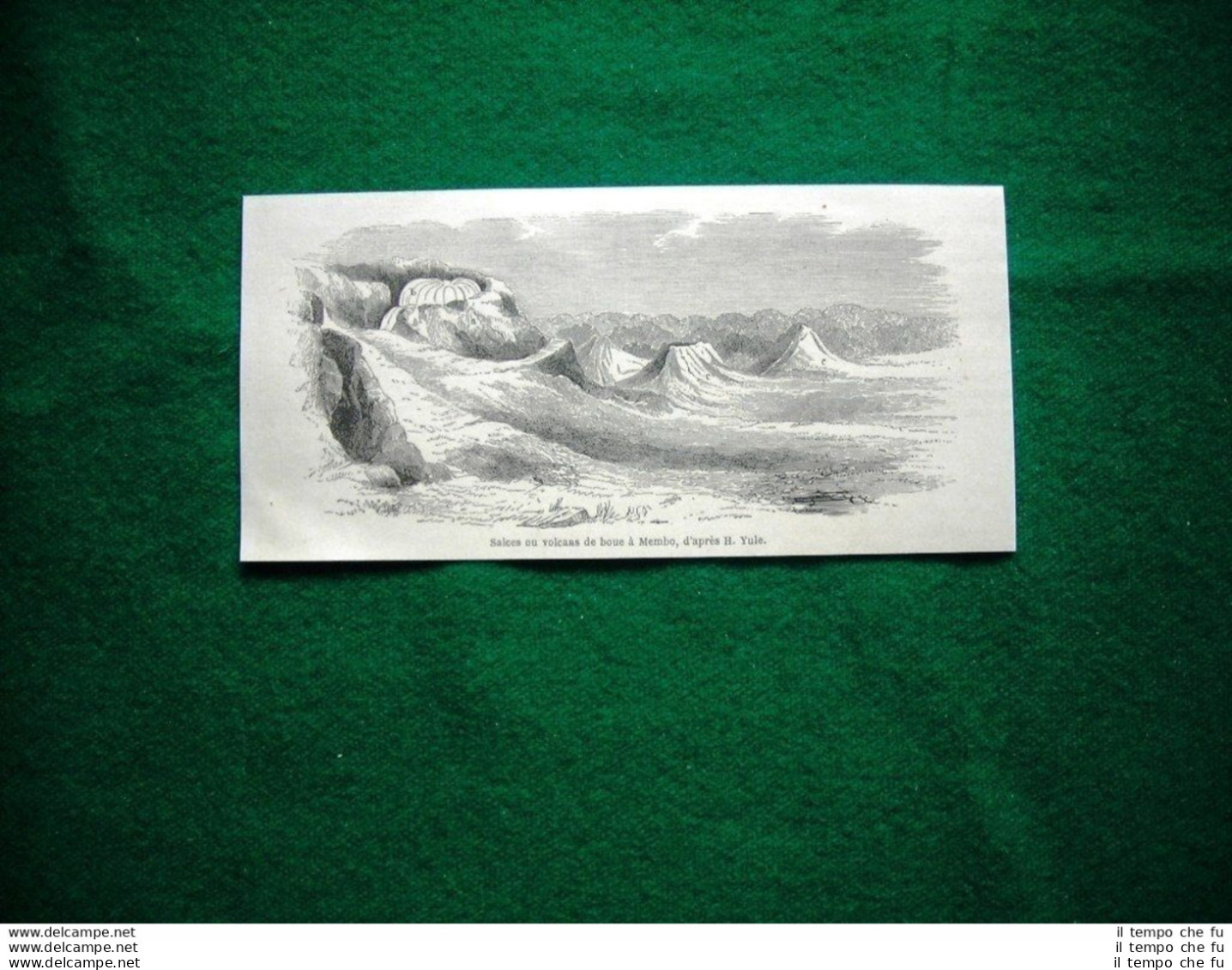 Gravure Année 1860 Salces Ou Volcans De Boue à Membo - Salces O Vulcani Di Fango - Ante 1900