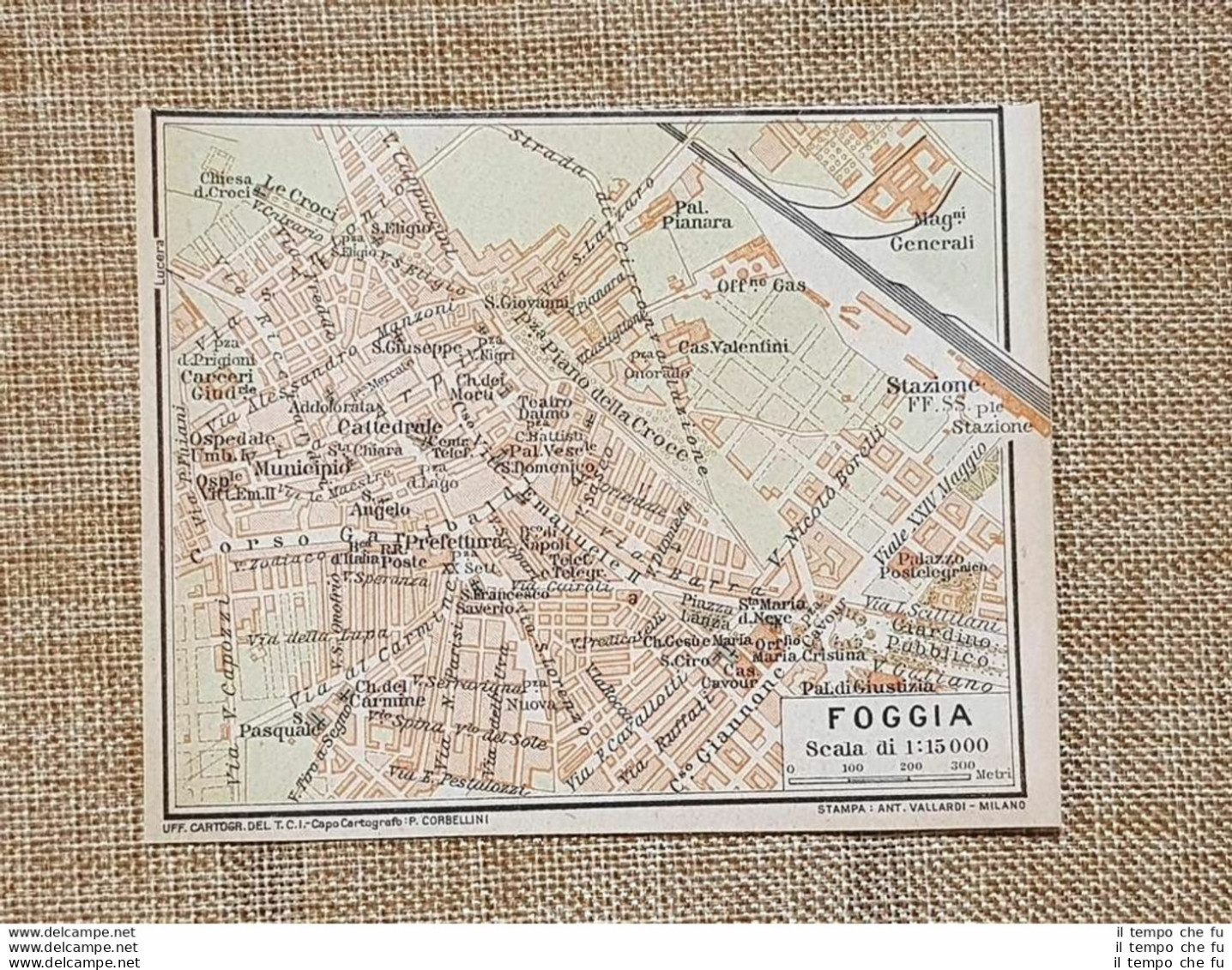 Pianta O Piantina Del 1926 La Città Di Foggia Puglia T.C.I. - Geographische Kaarten