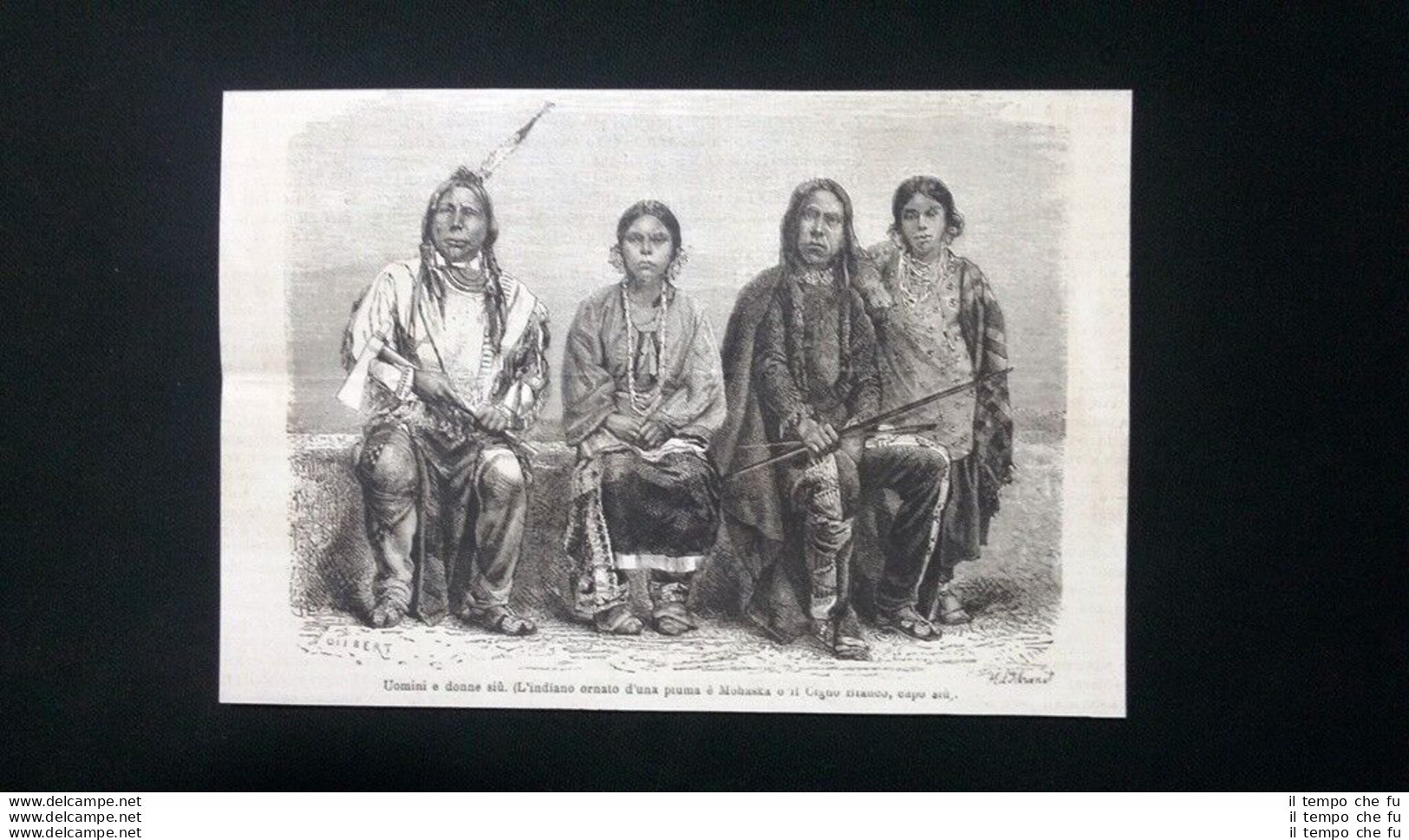 L.Simonin: Mohaska O Il Cigno Bianco, Capo Sioux Incisione Del 1876 - Ante 1900