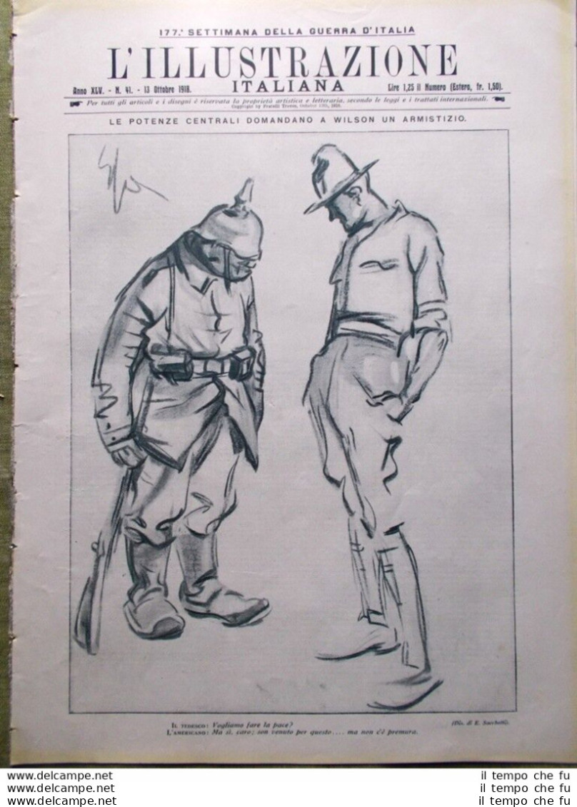 L'Illustrazione Italiana 13 Ottobre 1918 WW1 Wilson Durazzo Beirut Presa Damasco - Sonstige & Ohne Zuordnung