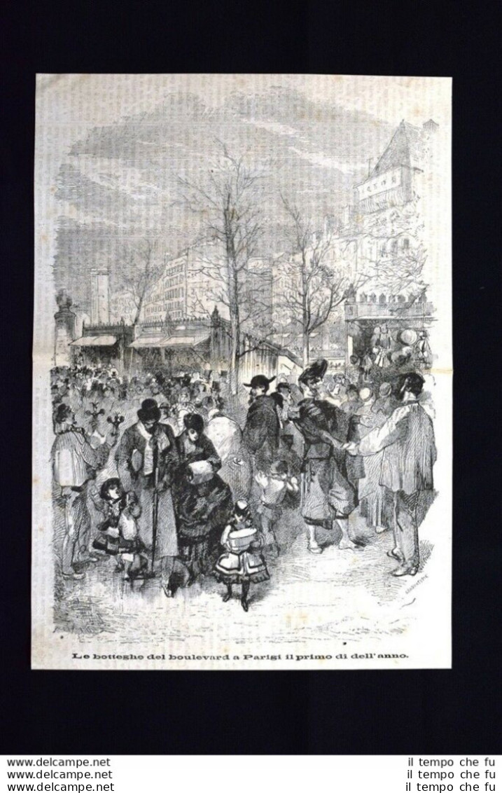 Parigi - Le Botteghe Del Boulevard Il Primo Dell'anno Incisione Del 1870 - Ante 1900