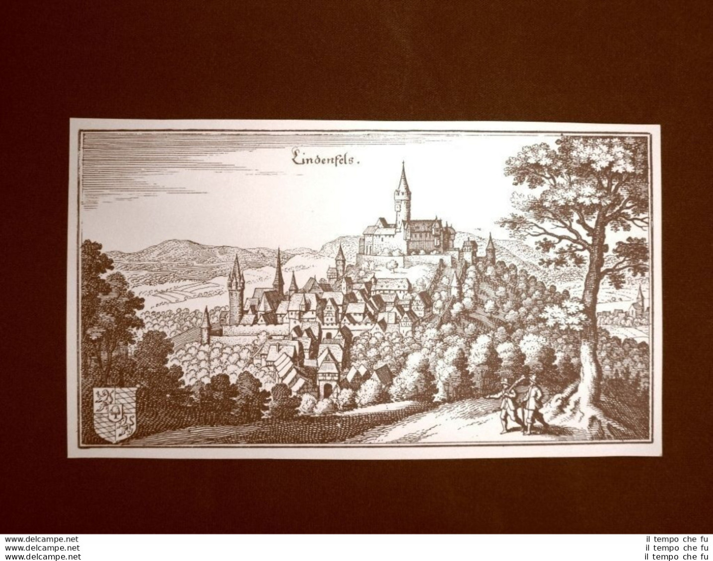 Castello Di Lindenfels Germania Incisione Merian Matthäus Del 1640 Ristampa - Autres & Non Classés