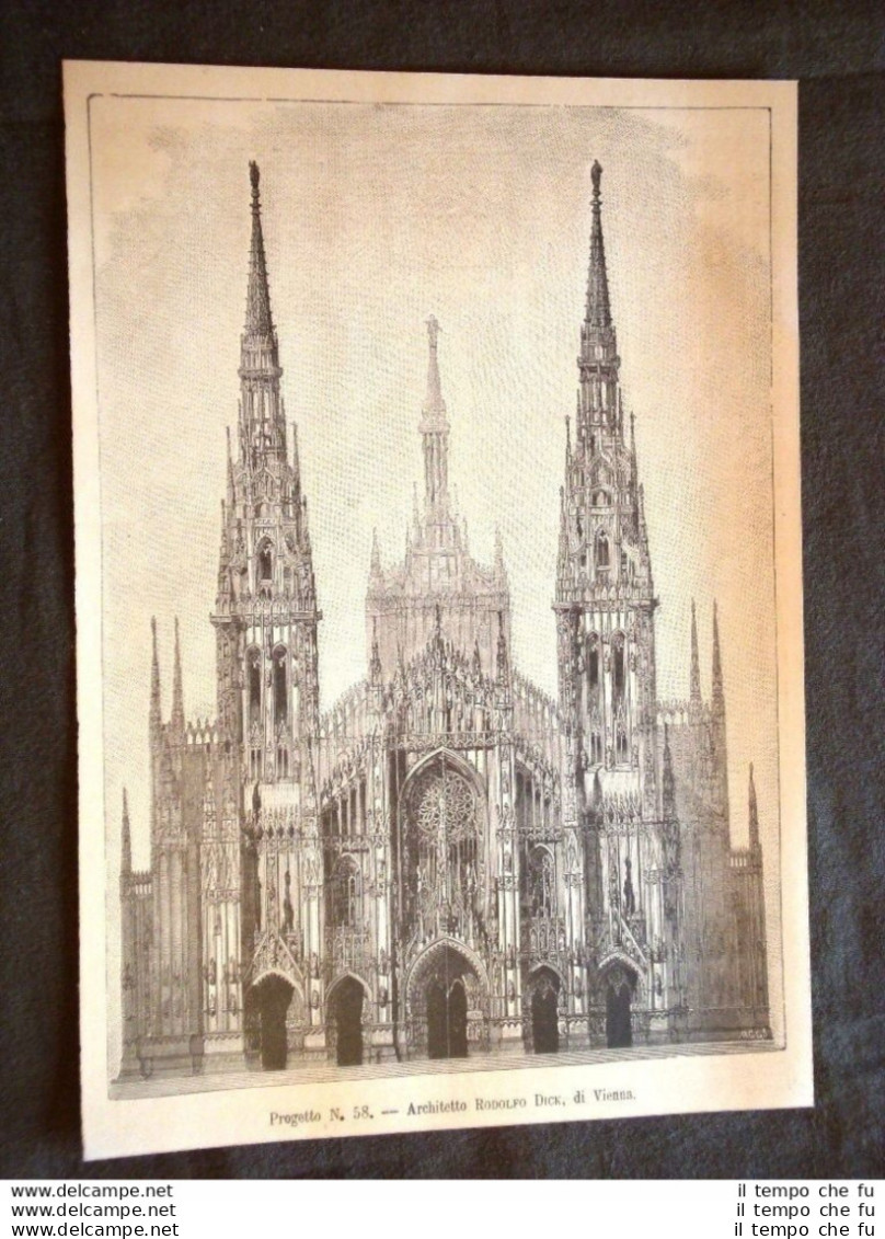 Concorso Per Nuova Facciata Duomo Di Milano Progetto N.58 Arch. Rodolfo Dick - Ante 1900