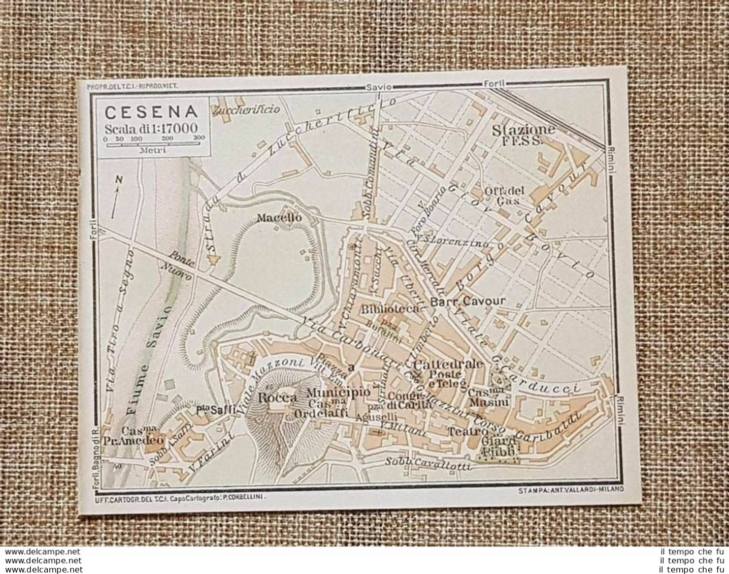 Pianta O Piantina Del 1939 La Città Di Cesena Emilia Romagna T.C.I. - Cartes Géographiques