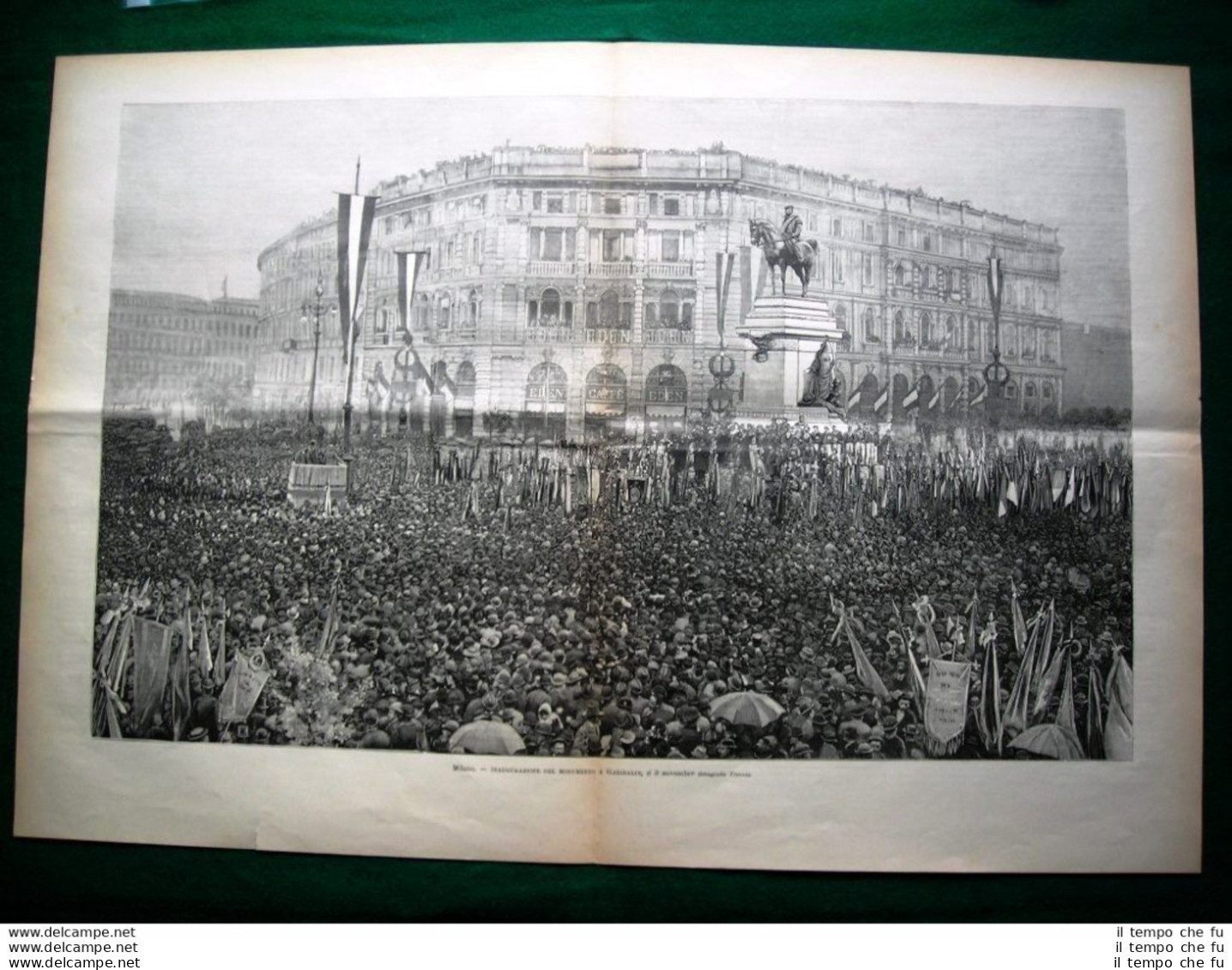 Incisione Enorme - Milano 1895, Inaugurazione Del Monumento A Garibaldi - Ante 1900