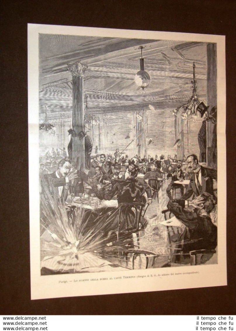 Rarissima Parigi Nel 1894 Scoppio Della Bomba E Disastro Al Caffè Terminus - Avant 1900