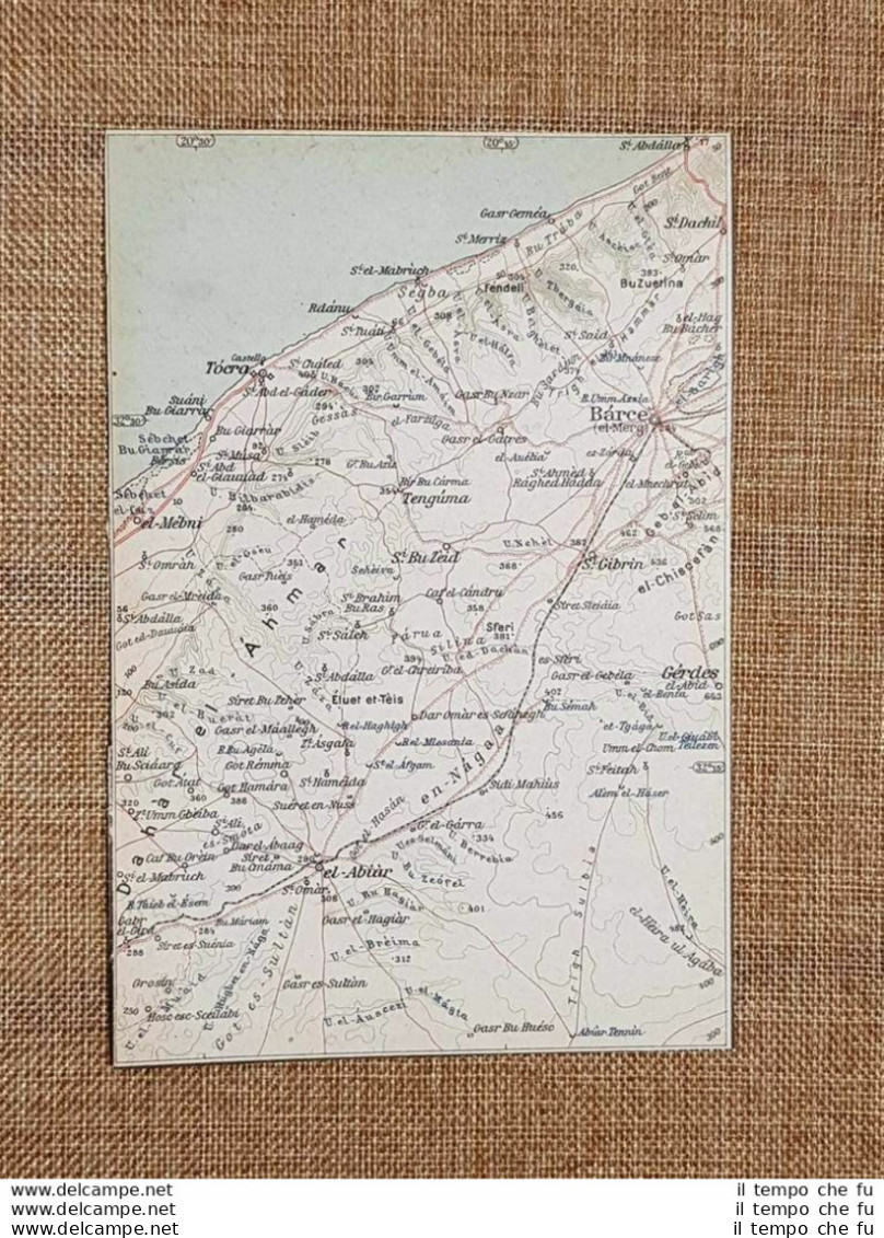 Carta O Cartina Del 1929 Barca O Al-Marj Tocra O Tukrah Cirenaica Libia T.C.I. - Mapas Geográficas