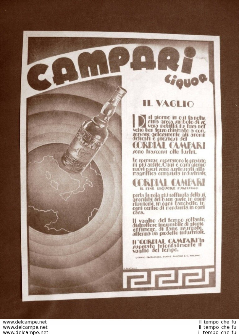 Pubblicità D'epoca Del 1910 Liquor Campari Il Vaglio Davide Campari Milano - Sonstige & Ohne Zuordnung