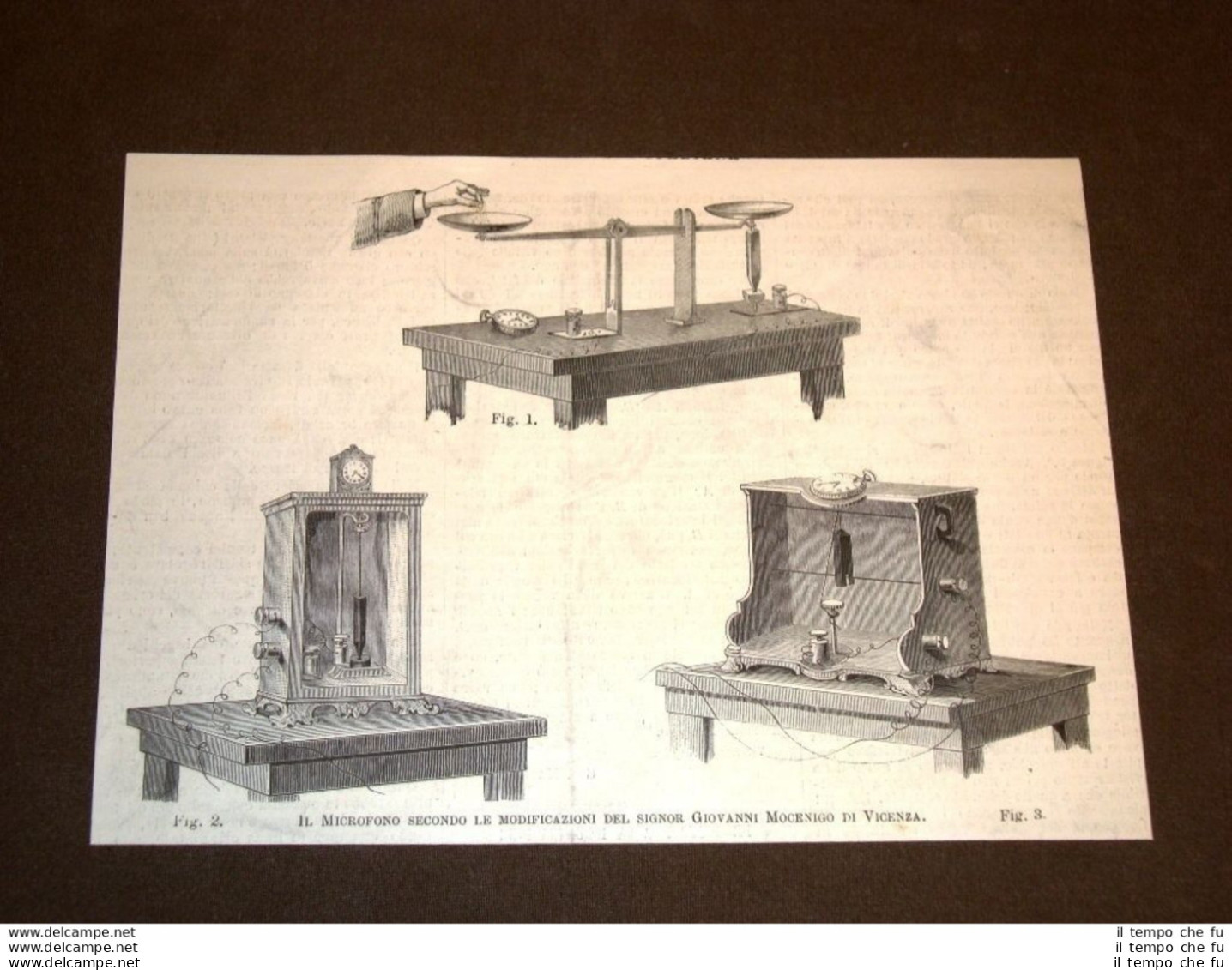 Rarissima Veduta Del 1878 Invenzione Microfono Di Giovanni Mocenigo Di Vicenza - Vor 1900