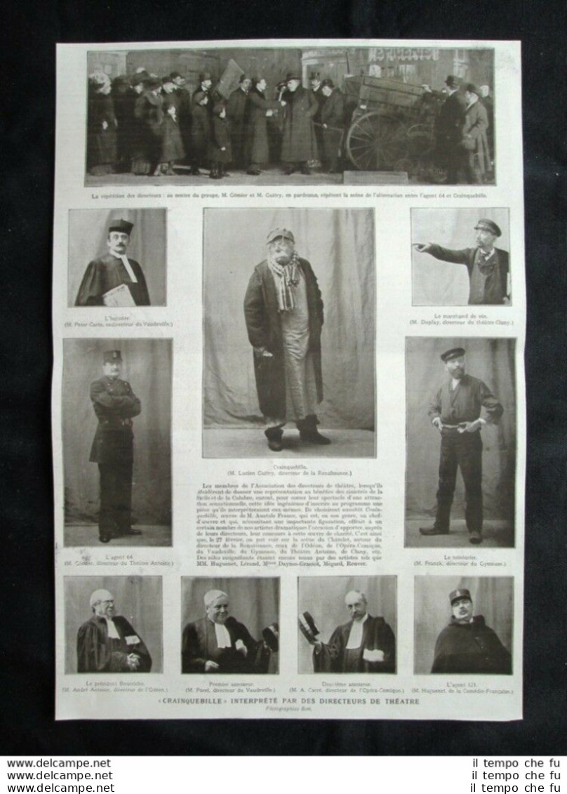 Crainquebille, Direttori Di Teatro: Duplay,Guitry,Gemier,Franck  Stampa Del 1909 - Sonstige & Ohne Zuordnung
