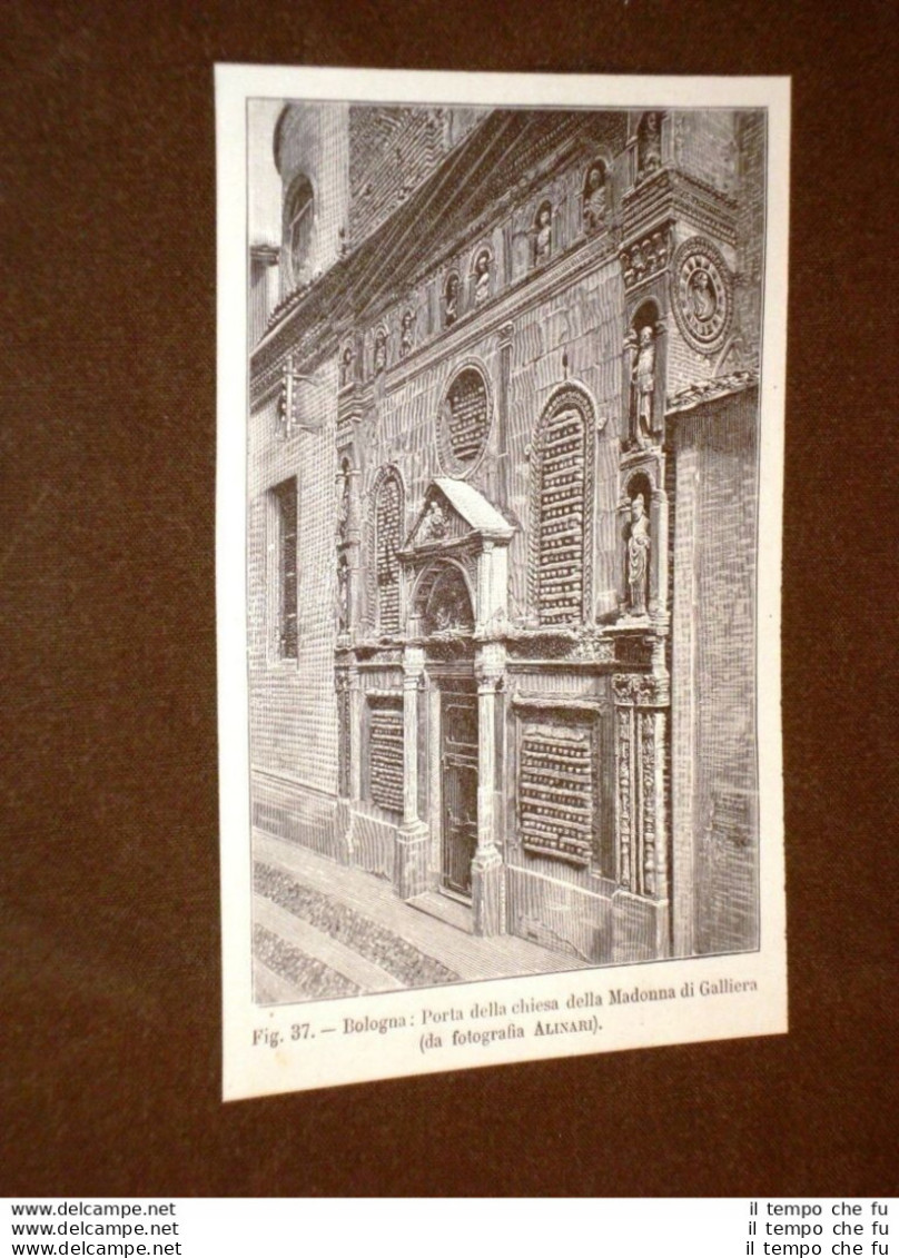 Rara Veduta Di Fine '800 Bologna - Porta Della Chiesa Della Madonna Di Galliera - Avant 1900