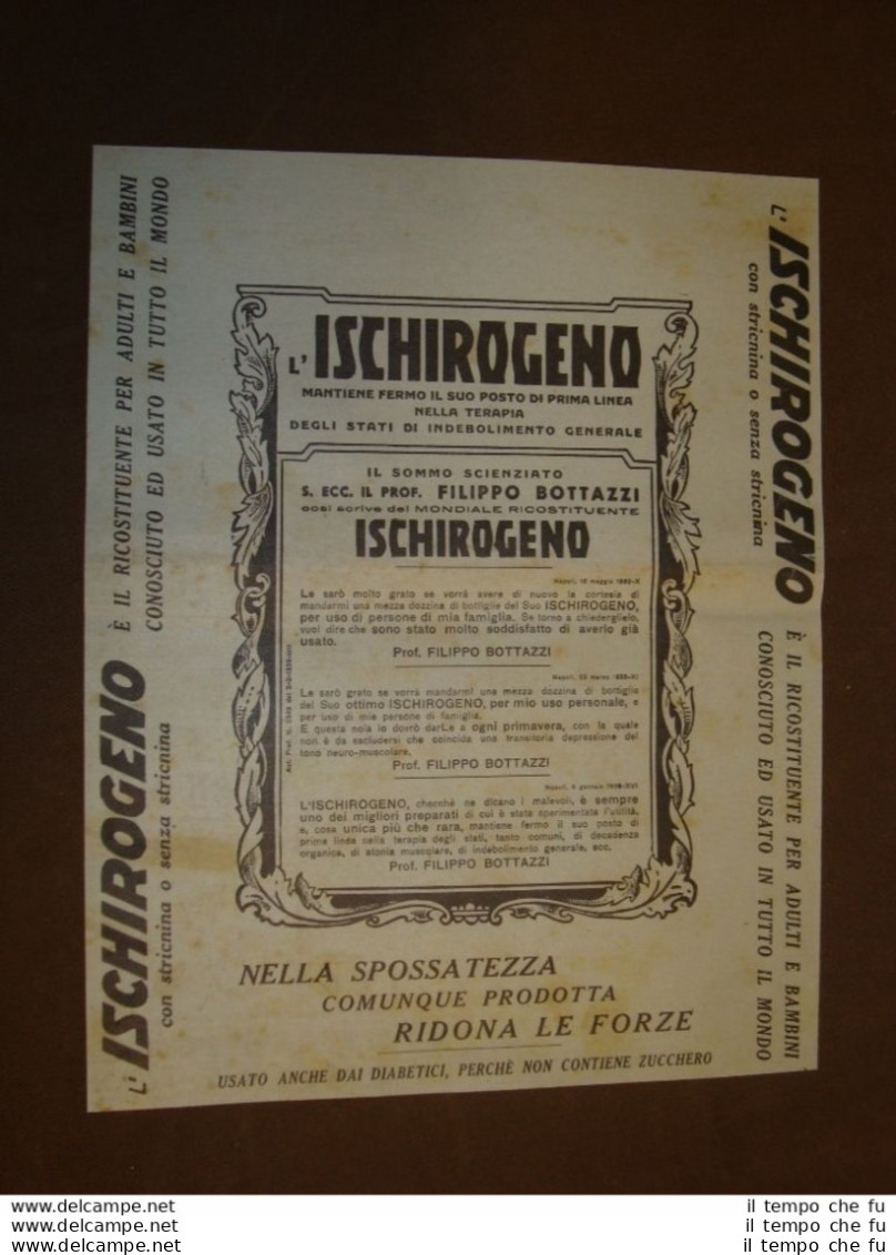 Pubblicità Dei Primi Del '900 Ischirogeno Del Prof.Filippo Bottazzi - Autres & Non Classés
