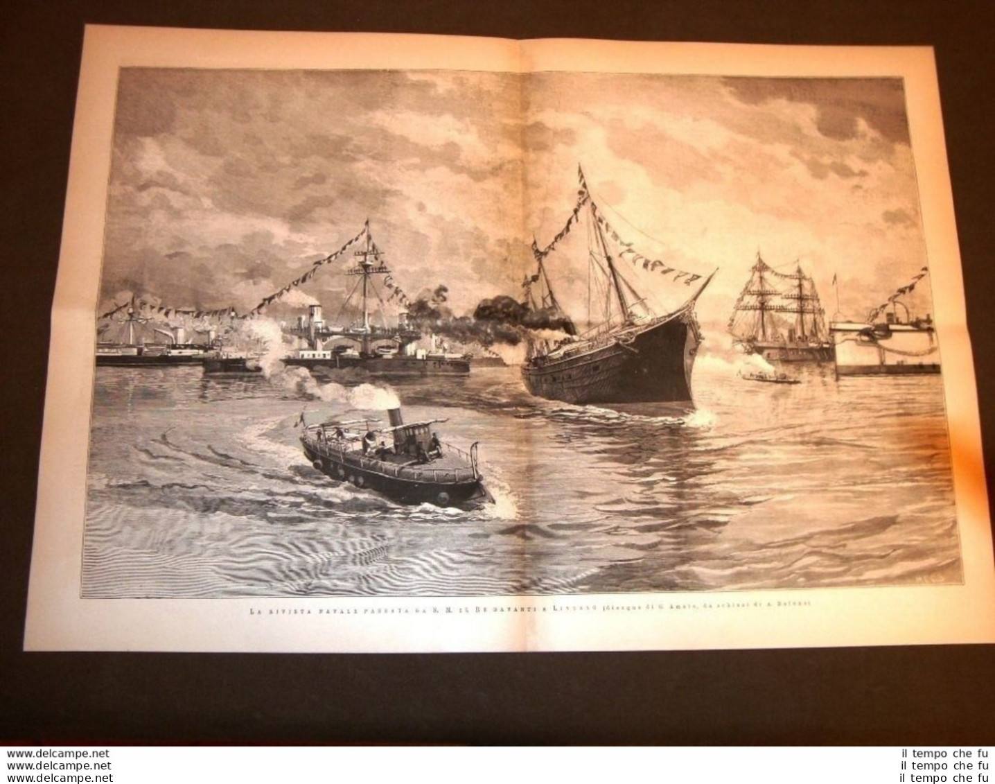 Re Umberto I Di Savoia E La Rivista Della Marina O Navale Di Livorno Nel 1887 - Vor 1900