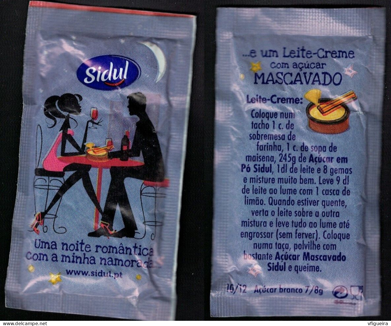 Portugal Sachet Sucre Sugar Bag Sidul Uma Noite Romântica Com A Minha Namorada E Um Leite Creme Com Açúcar Mascavado - Suiker