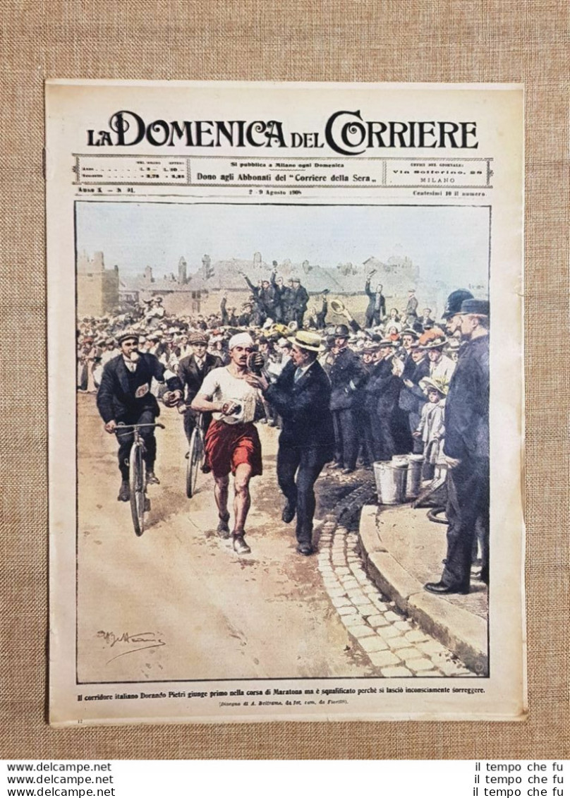 Ristampa Rara La Domenica Del Corriere 9 Agosto 1908 Dorando Pietri Maratona - Sonstige & Ohne Zuordnung