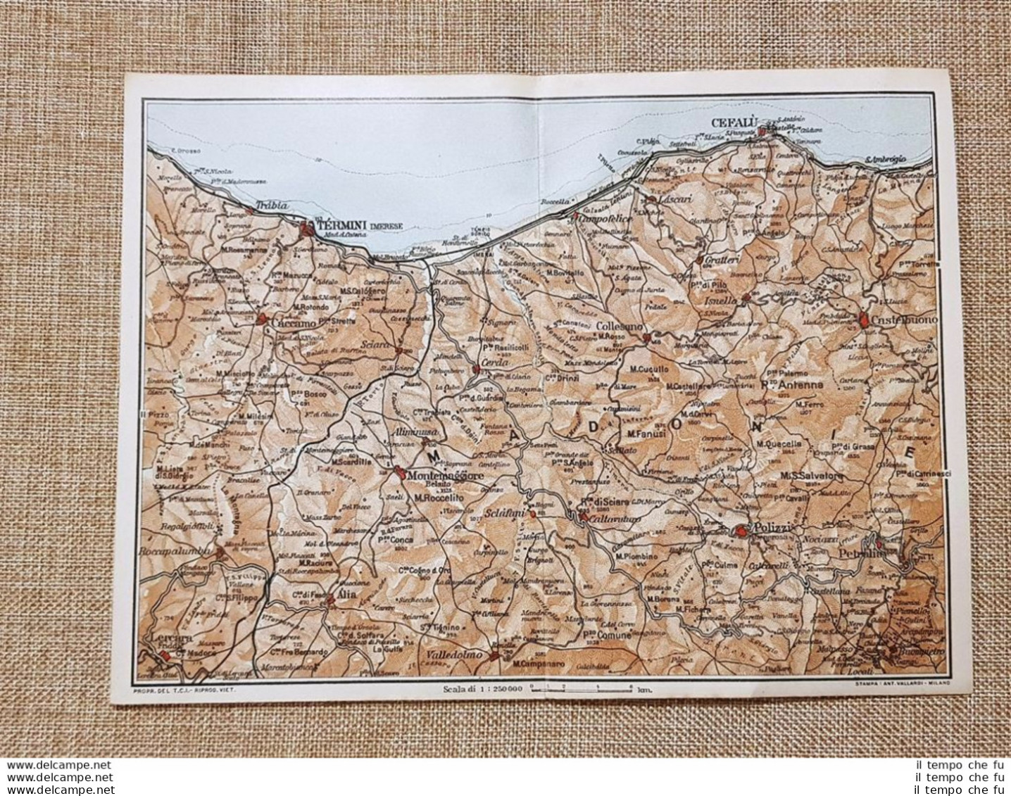 Carta O Cartina Del 1919 Termini Imerese Trabia Cefalù M.Cucullo Sicilia T.C.I. - Carte Geographique