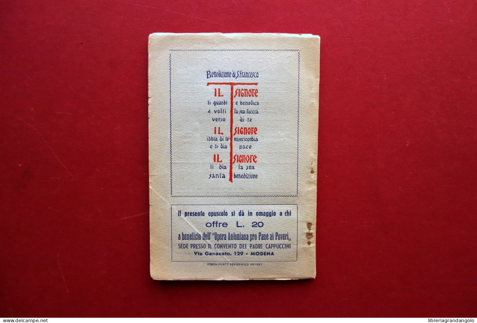 Il Solitario Cappuccino Lunario Almanacco Modenese 1946 Modena - Ohne Zuordnung