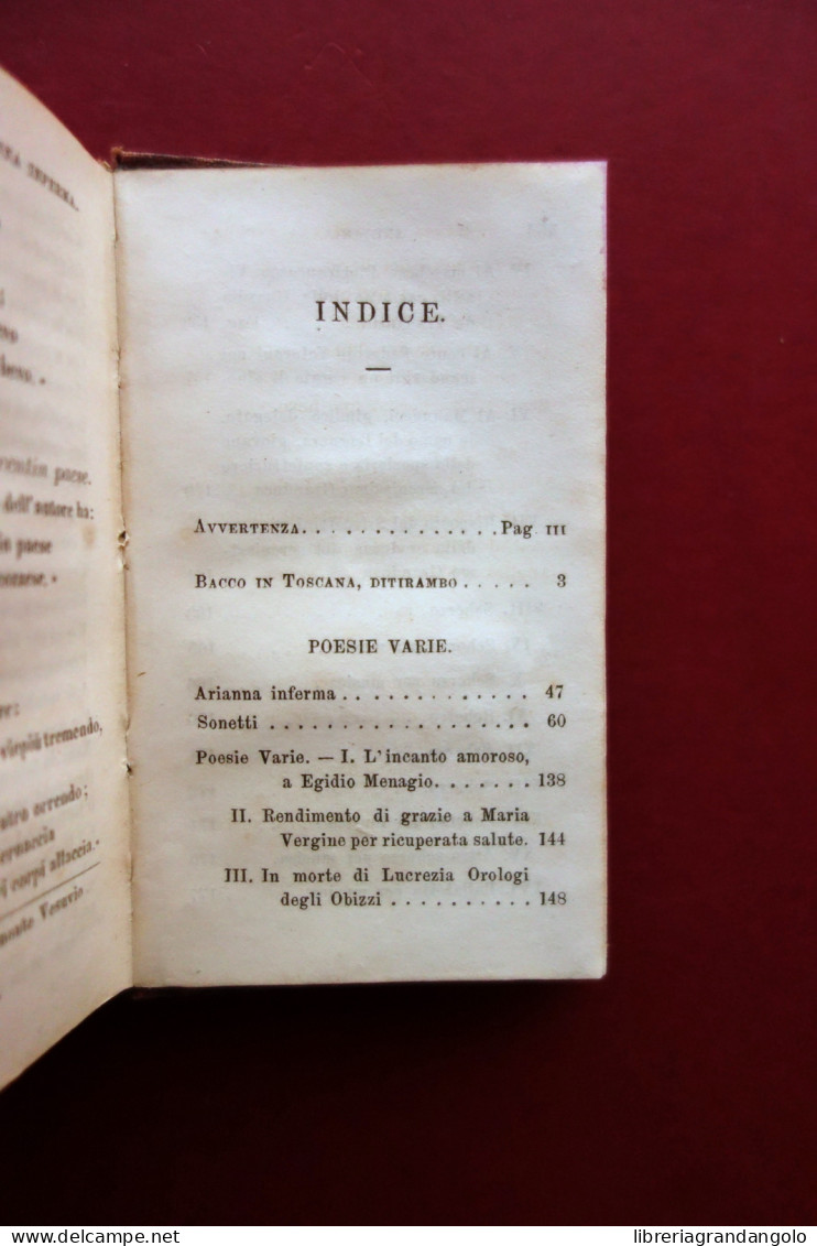 Poesie Di Francesco Redi Con Annotazioni Al Bacco In Toscana Barbera 1868 - Unclassified