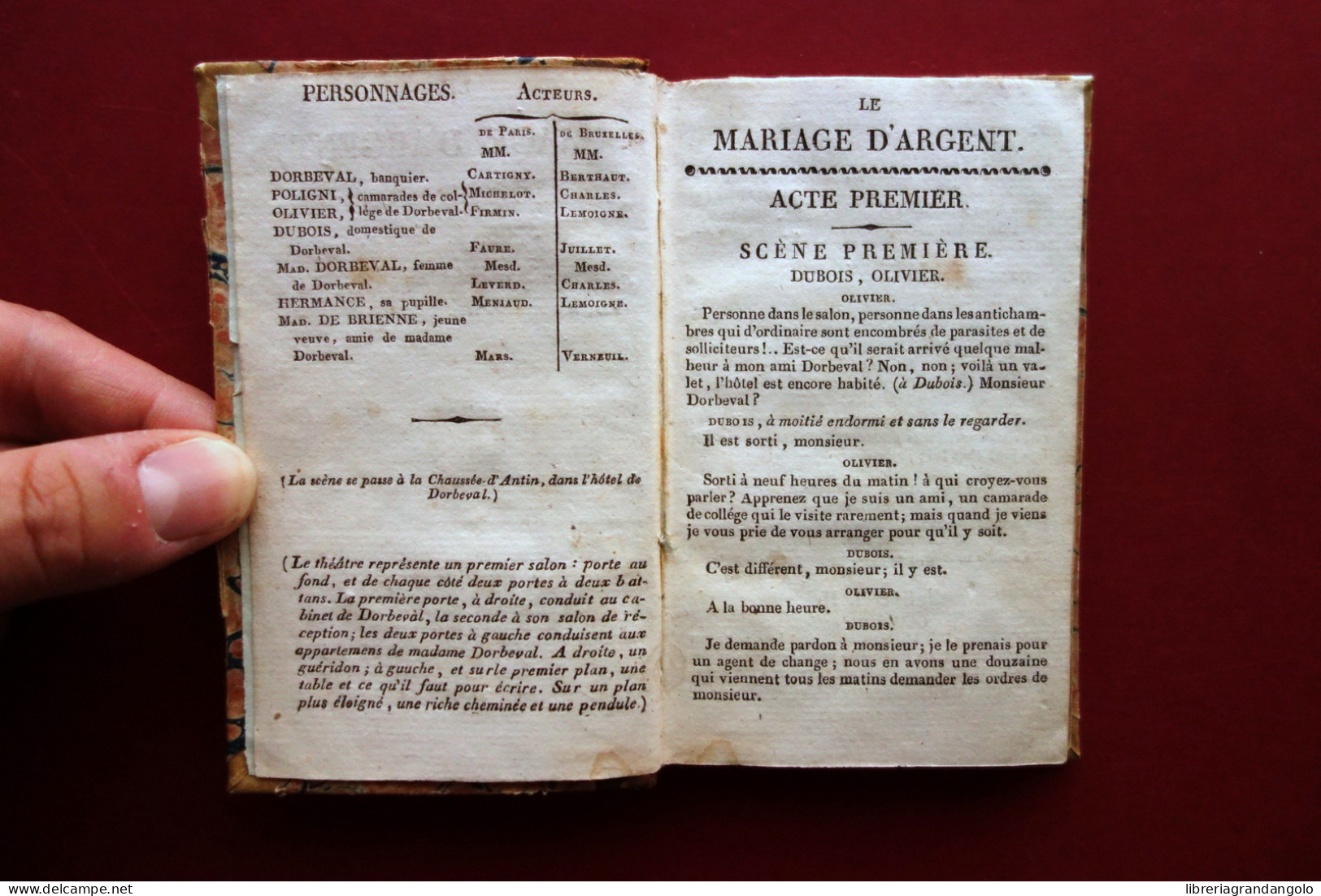 Le Mariage D'Argent Comedie Eugene Scribe Dupon Bruxelles 1828 - Sin Clasificación
