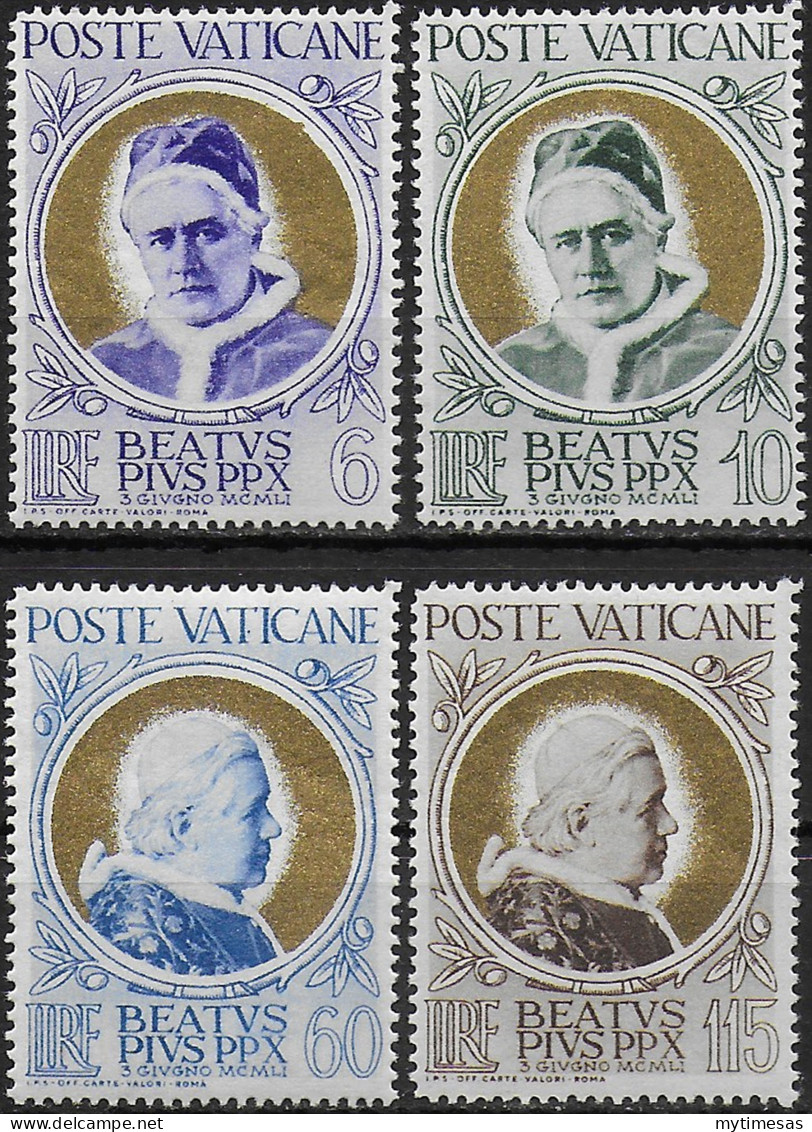 1951 Vaticano Beatification Of Pio X 4v. MNH Sassone N. 145/48 - Sonstige & Ohne Zuordnung