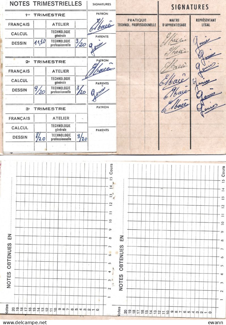 2 Livrets D'assiduité - Chambre De Métiers Loire-Atlantique - 1967-1968 - Diploma's En Schoolrapporten