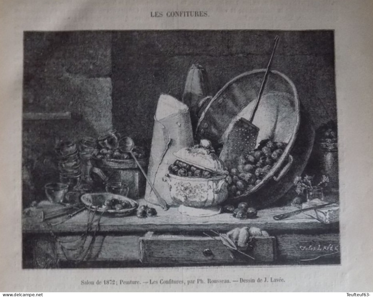 Gravure De Presse ; Art Peinture - " Les Confitures " Par Ph. Rousseau - Dessin De J. Lavée - Collections