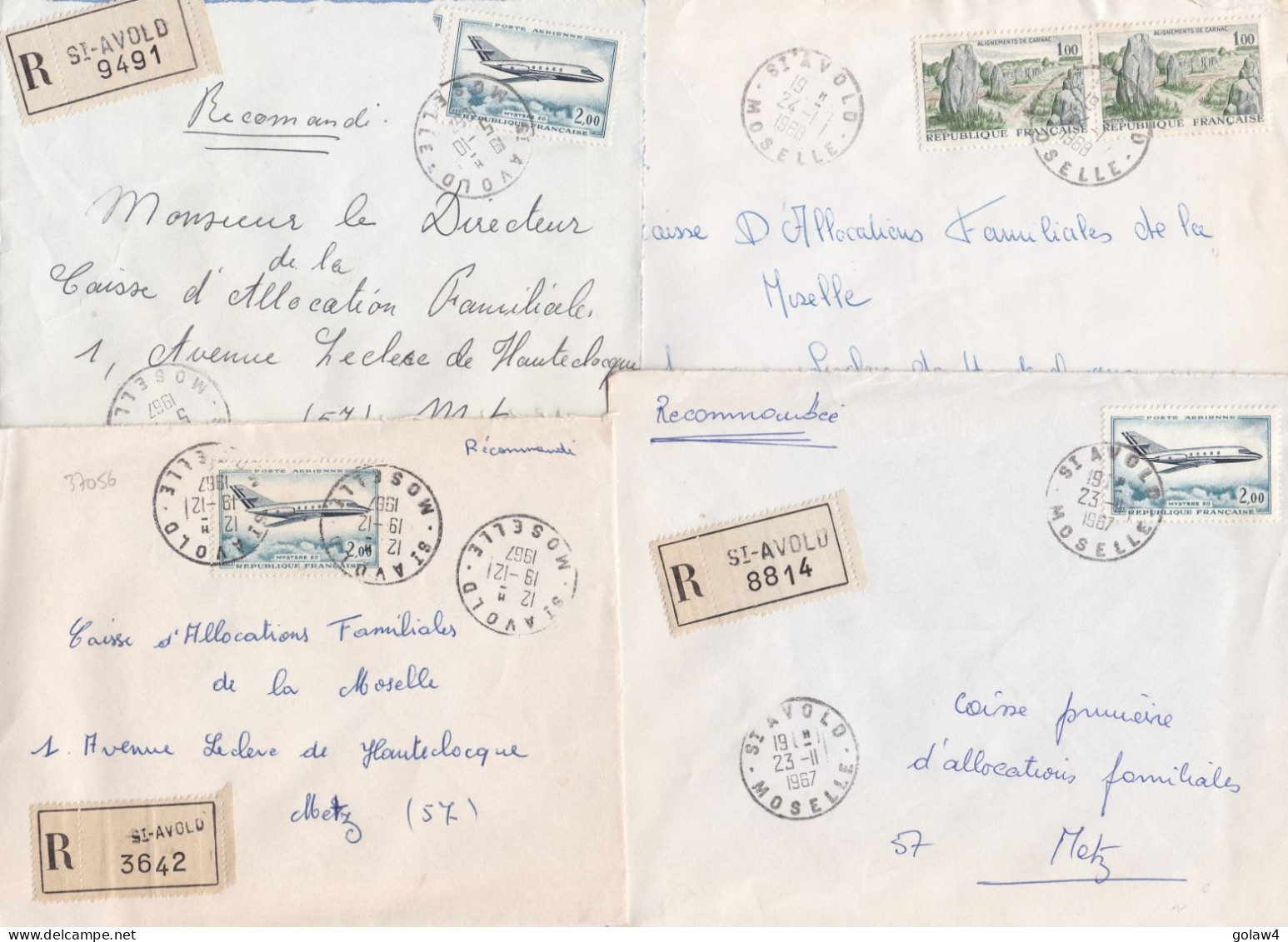 37056# LOT 47 LETTRES FRANCHISE PARTIELLE RECOMMANDE Obl ST AVOLD MOSELLE SAINT 1967 1968 Pour METZ 57 - Briefe U. Dokumente