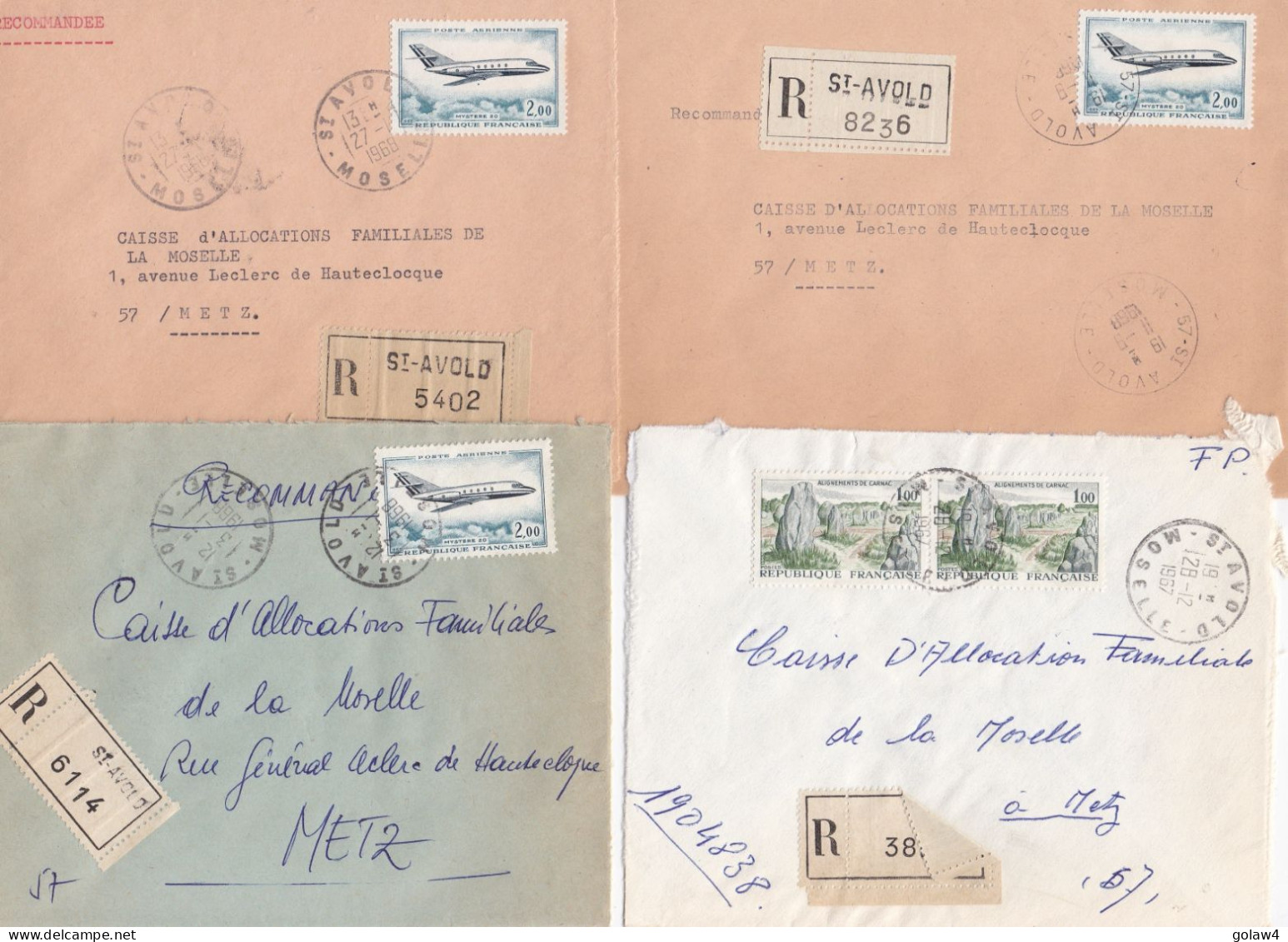 37056# LOT 47 LETTRES FRANCHISE PARTIELLE RECOMMANDE Obl ST AVOLD MOSELLE SAINT 1967 1968 Pour METZ 57 - Cartas & Documentos