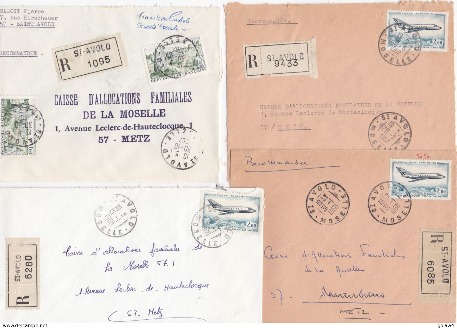 37056# LOT 47 LETTRES FRANCHISE PARTIELLE RECOMMANDE obl ST AVOLD MOSELLE SAINT 1967 1968 pour METZ 57