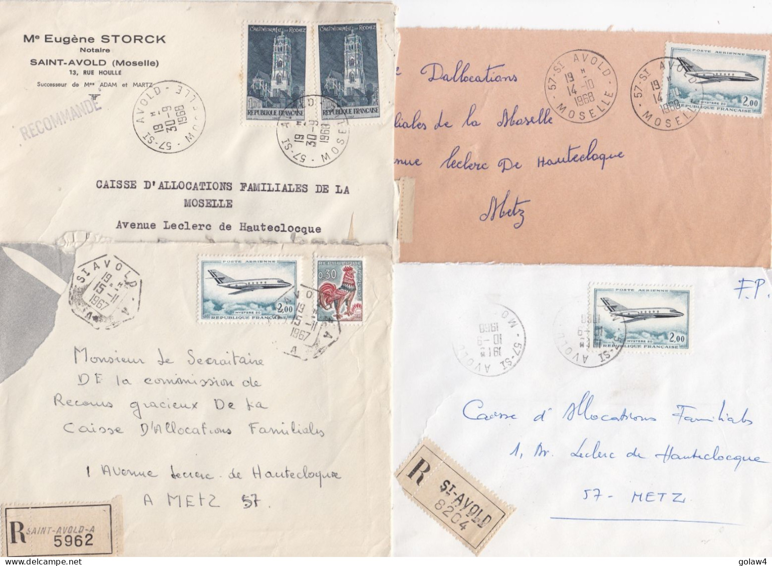 37056# LOT 47 LETTRES FRANCHISE PARTIELLE RECOMMANDE obl ST AVOLD MOSELLE SAINT 1967 1968 pour METZ 57