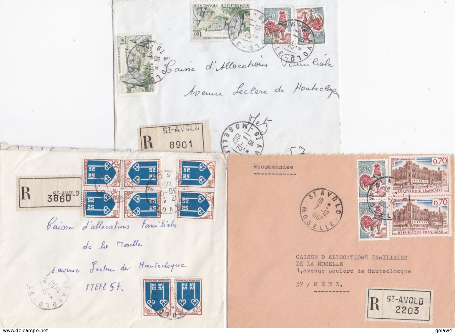 37056# LOT 47 LETTRES FRANCHISE PARTIELLE RECOMMANDE obl ST AVOLD MOSELLE SAINT 1967 1968 pour METZ 57