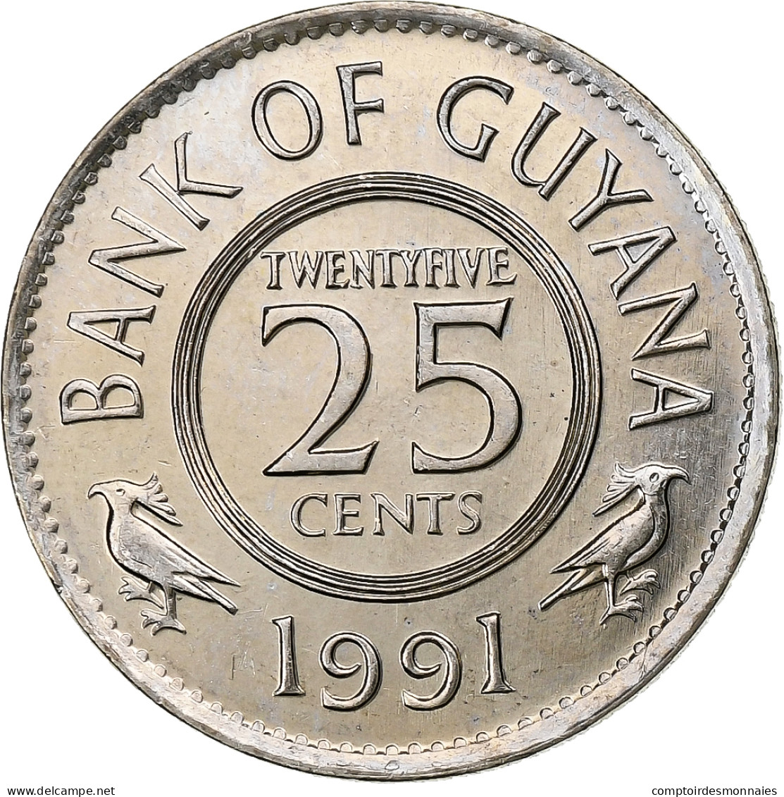 Guyana, 25 Cents, 1991, Cupro-nickel, SUP, KM:34 - Guyana