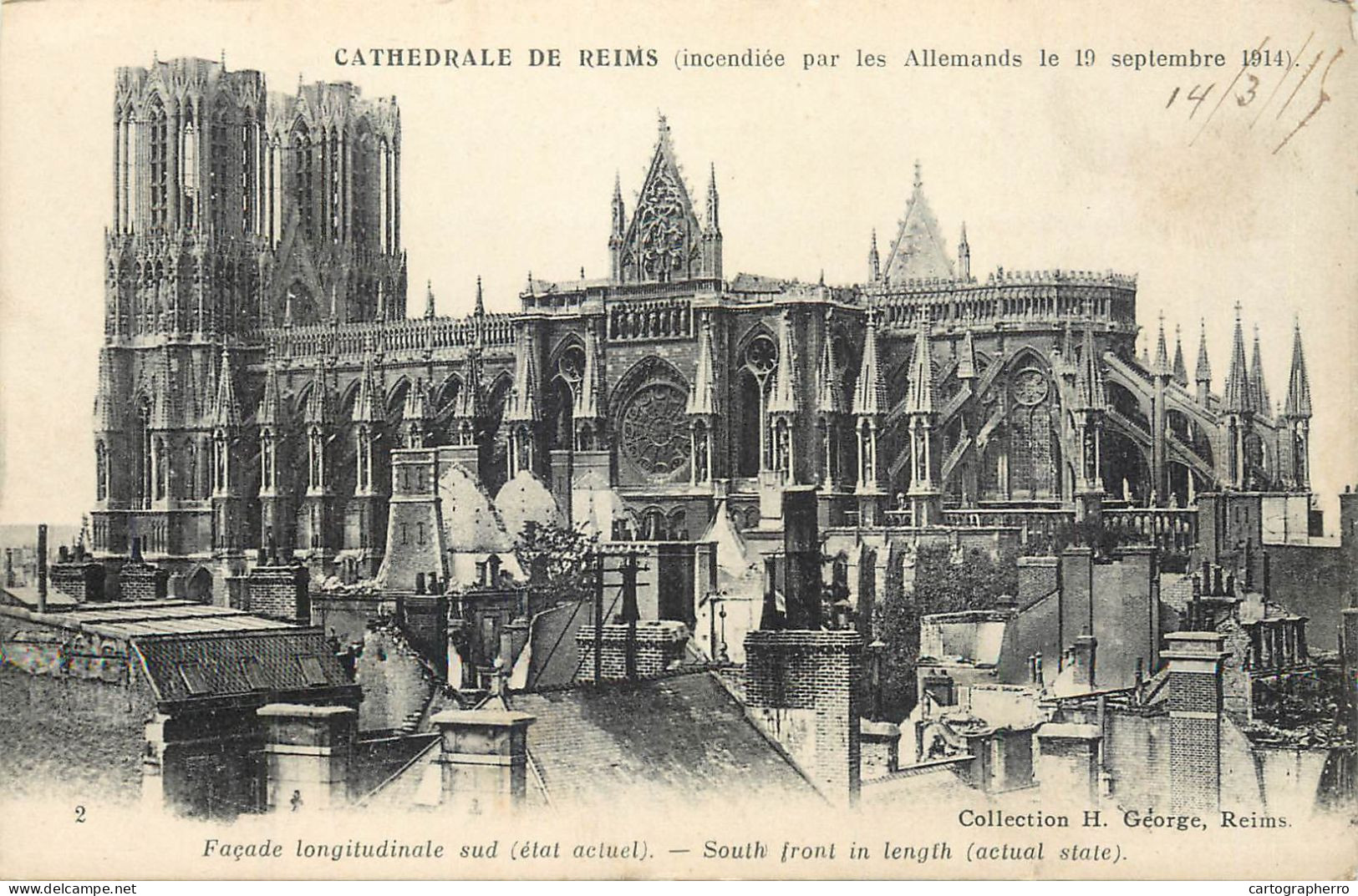 CPA France Reims Cathedrale After The Fire 1914 - Reims