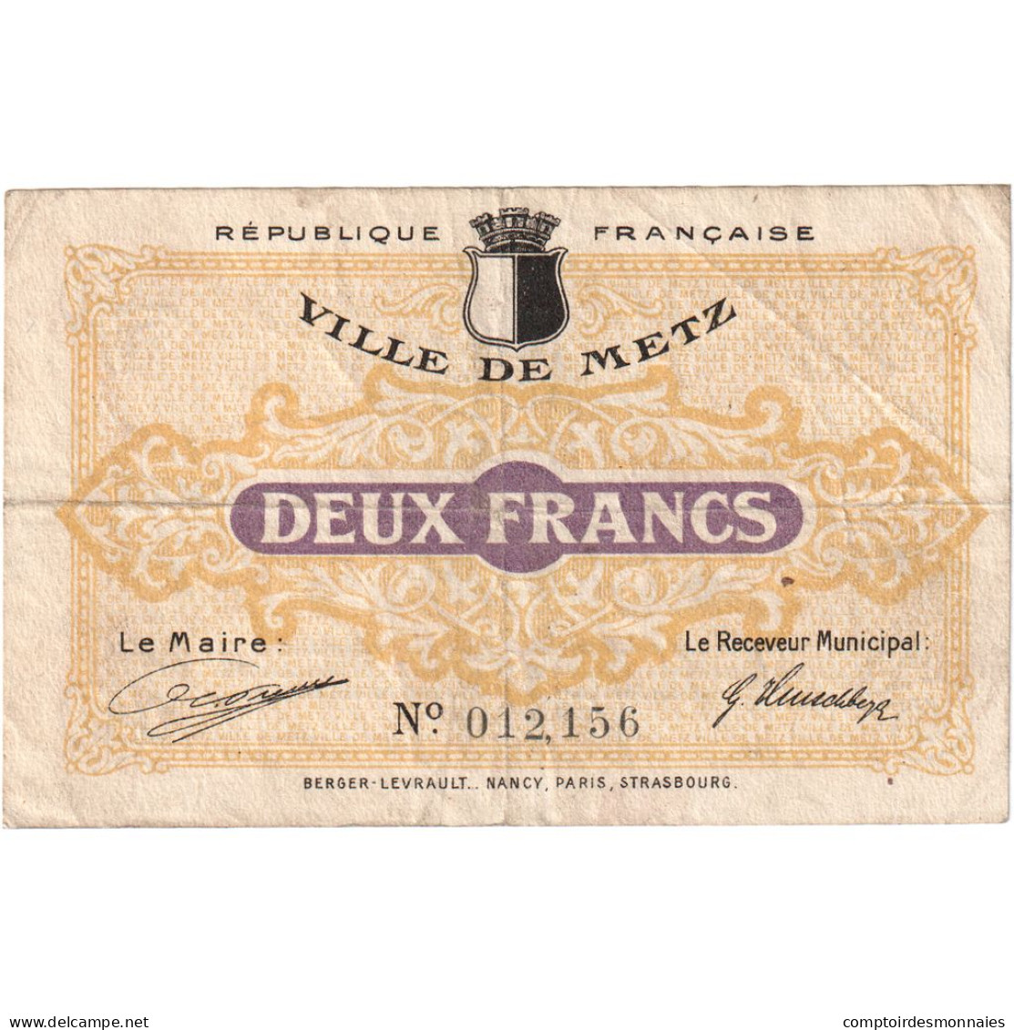 France, Metz, 2 Francs, TB+, Pirot:57-16 - Notgeld