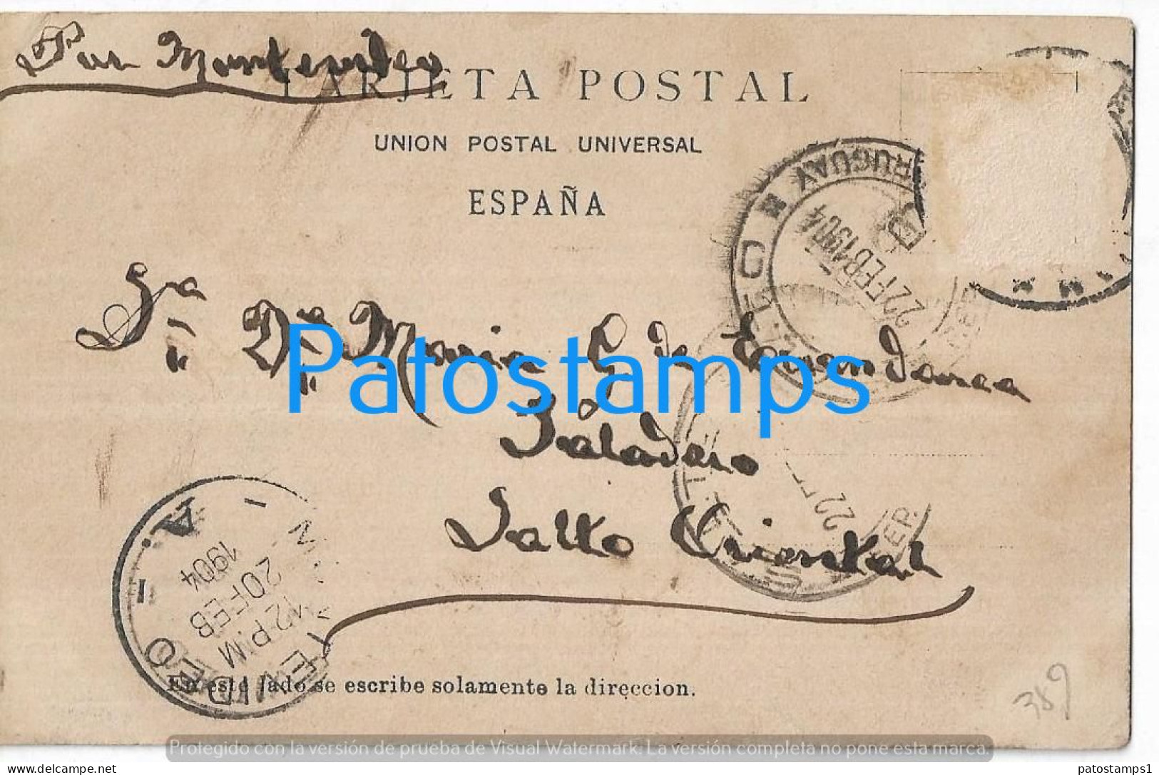 228664 SPAIN ESPAÑA SAN SEBASTIAN VIZCAYA PAIS VASCO LA PLAYA BEACH MISSING STAMPS CIRCULATED TO URUGUAY POSTAL POSTCARD - Sonstige & Ohne Zuordnung