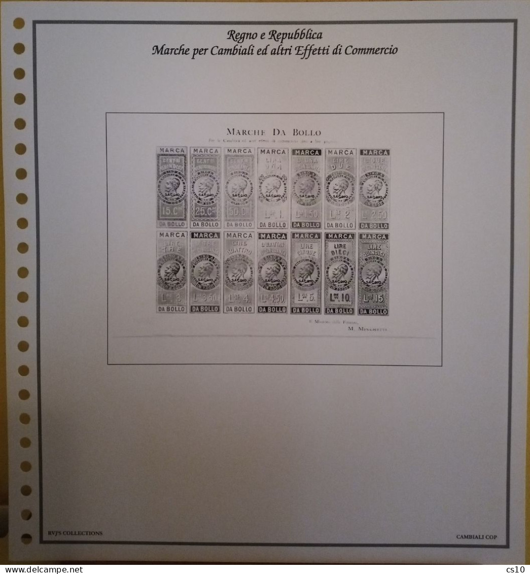 Marche Cambiali Effetti Commercio Regno RSI Luogotenenza Repubblica - Raccolta Fogli Aggiornamento 22anelli Standard - Fiscaux
