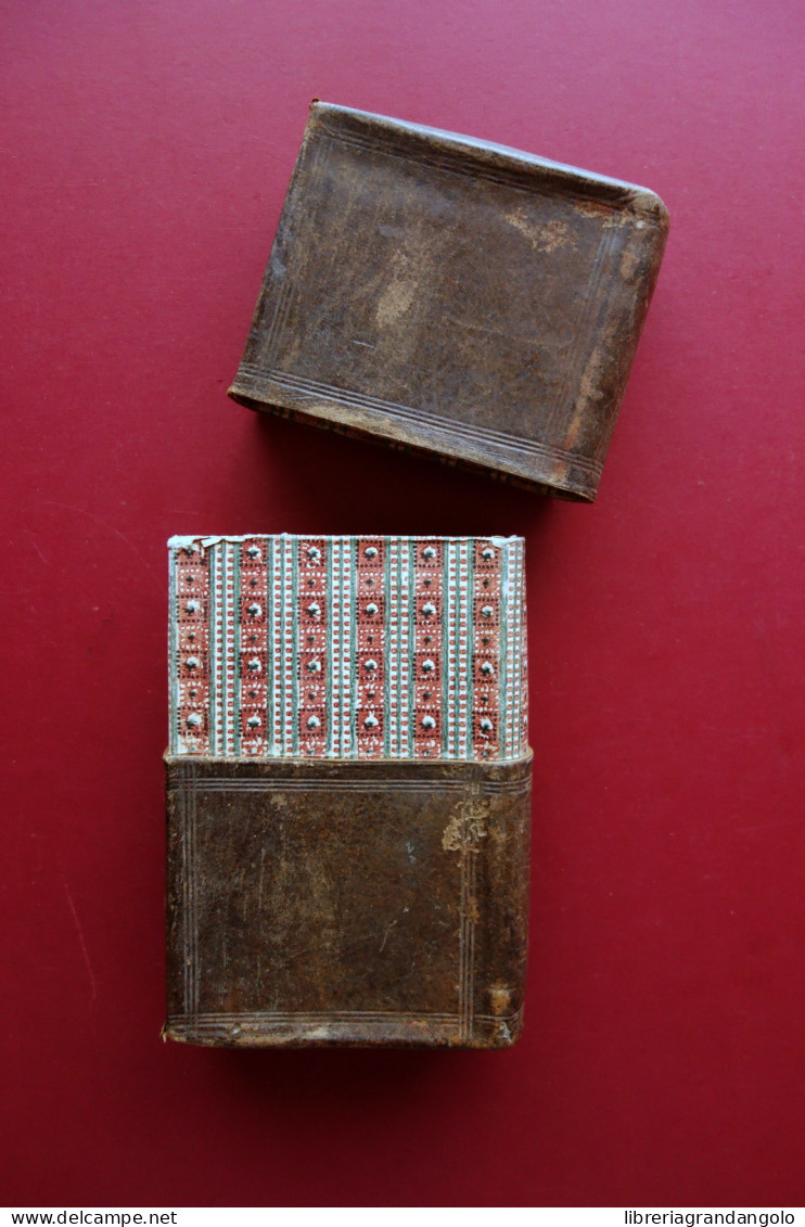 Antico Cofanetto Custodia Di Libro In Pelle Interni In Carta Varese Fine '700 - Non Classés